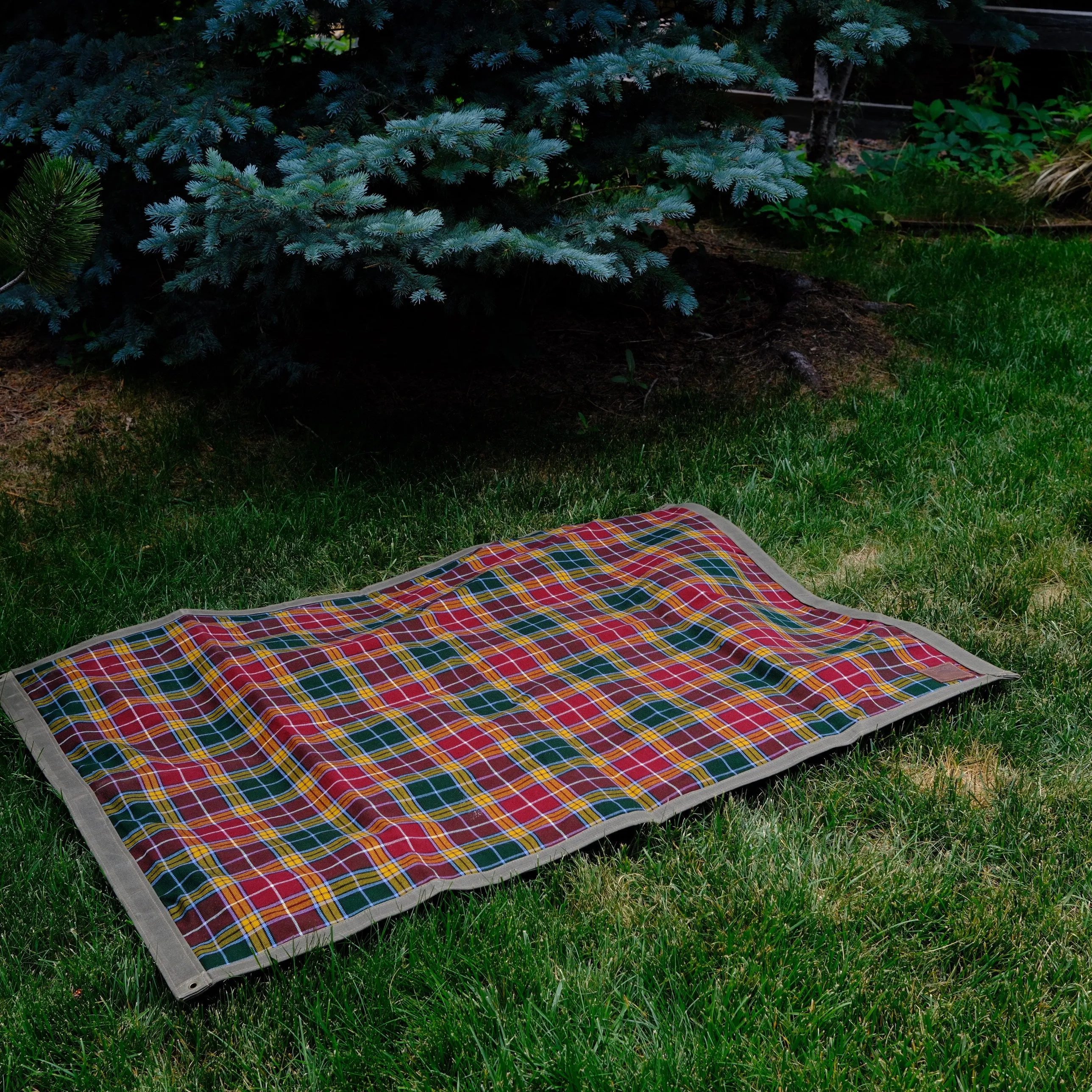 Extra Large Heavyweight Waxed Canvas and Tartan Wool Lined Bushcraft Ground Cloth