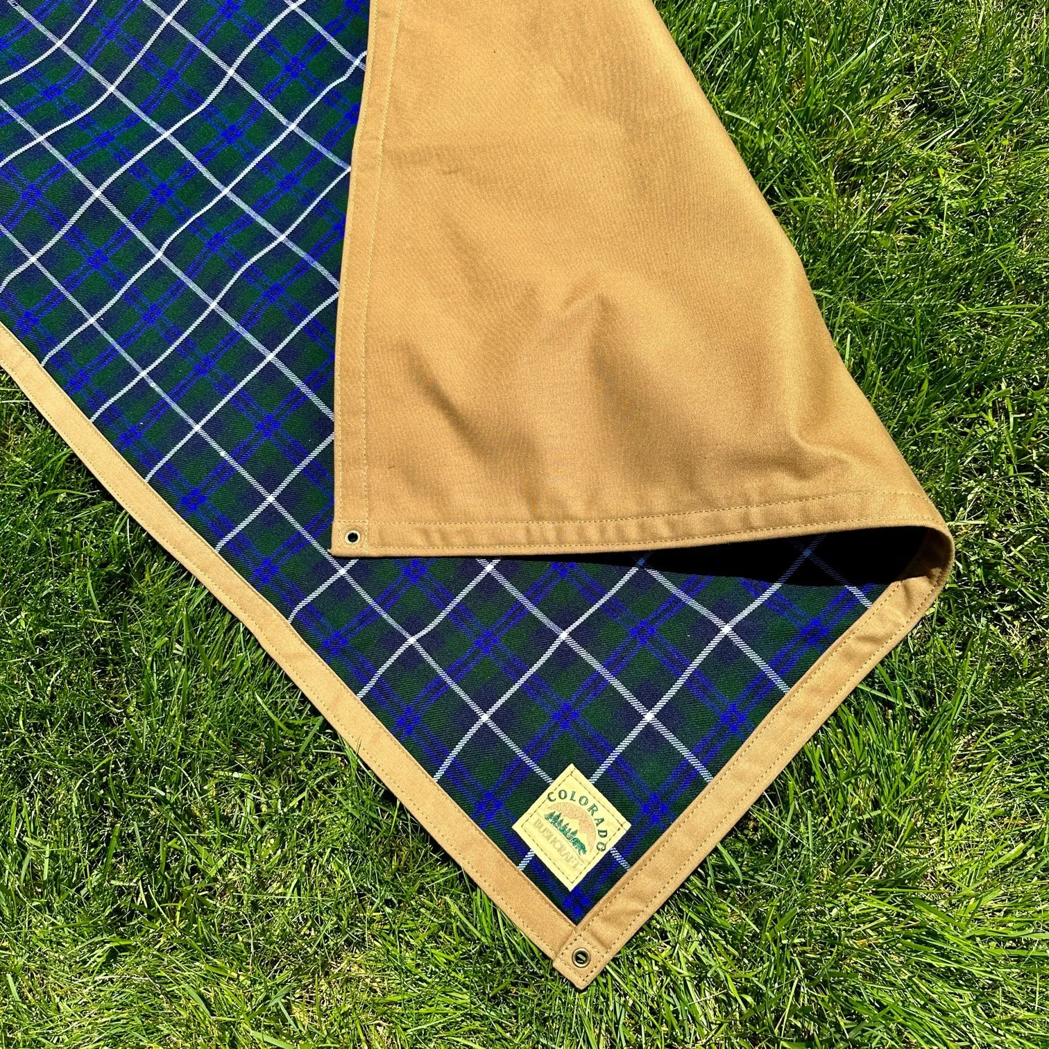 Extra Large Waxed Canvas and Tartan Wool Lined Bushcraft Ground Cloth