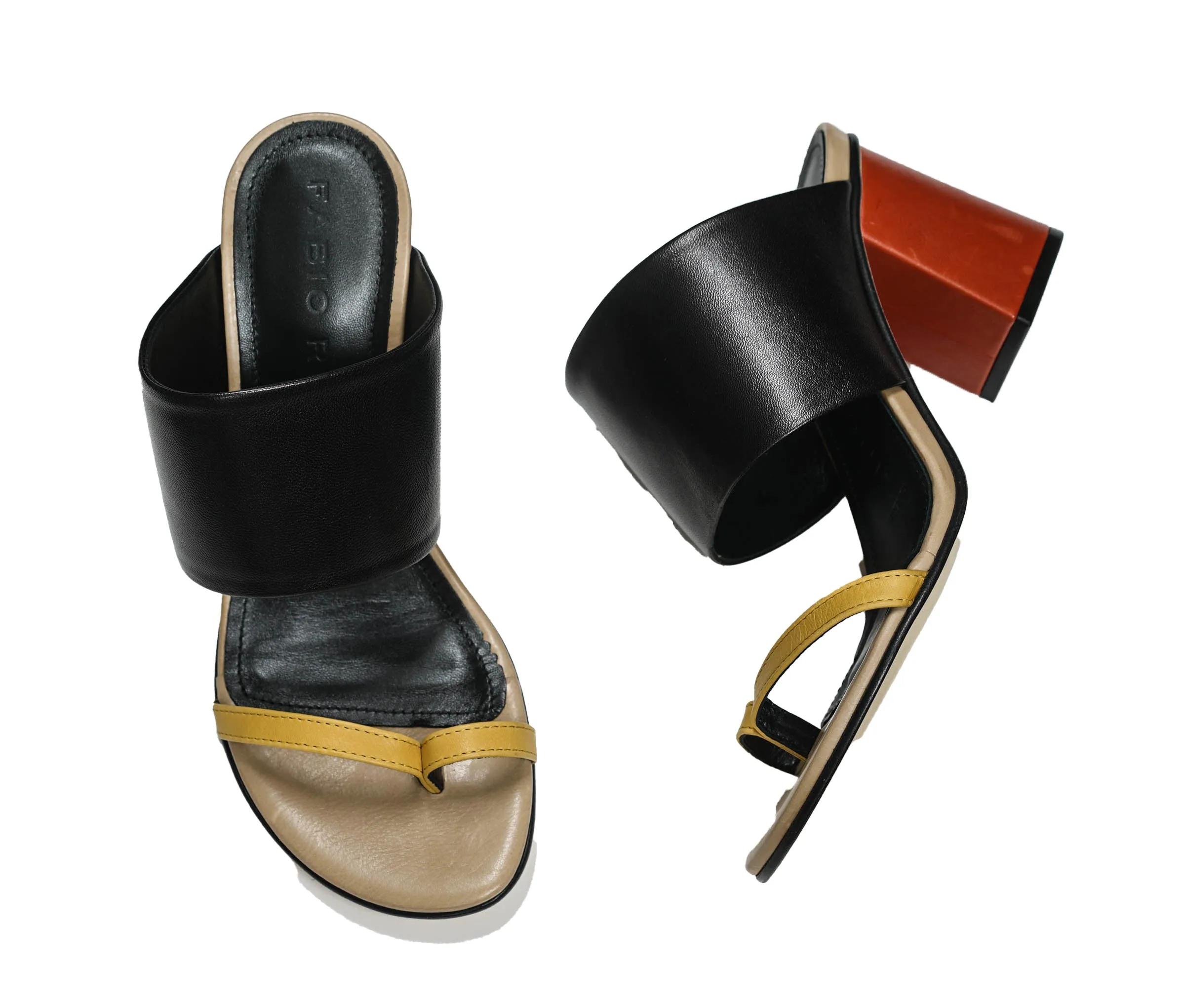 Fabio Rusconi Women's Black Leather Sandal Moira