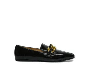 Fabio Rusconi Women’s Black Naplak Leather Chain Shoe F5880 30% off