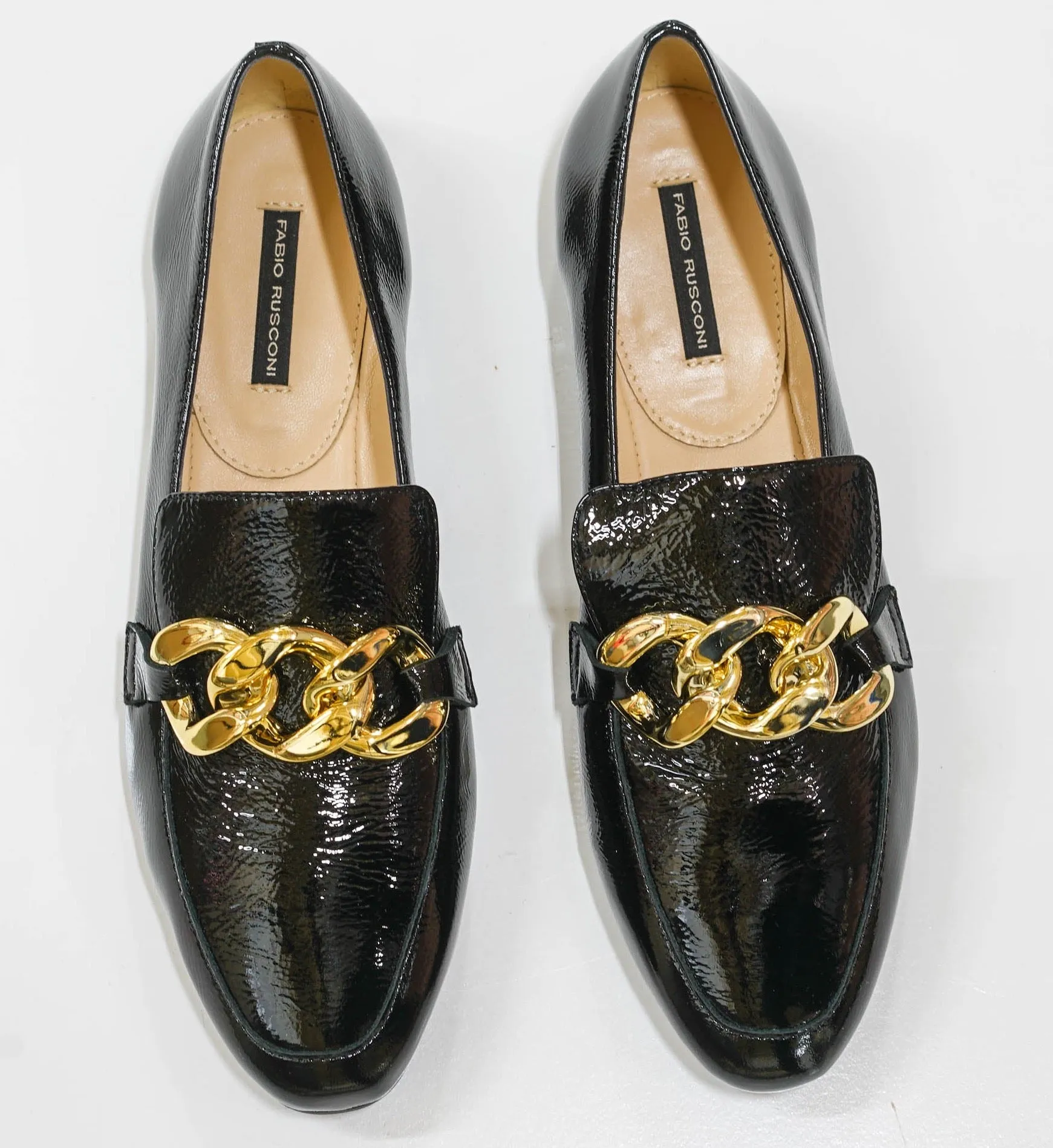 Fabio Rusconi Women’s Black Naplak Leather Chain Shoe F5880 30% off