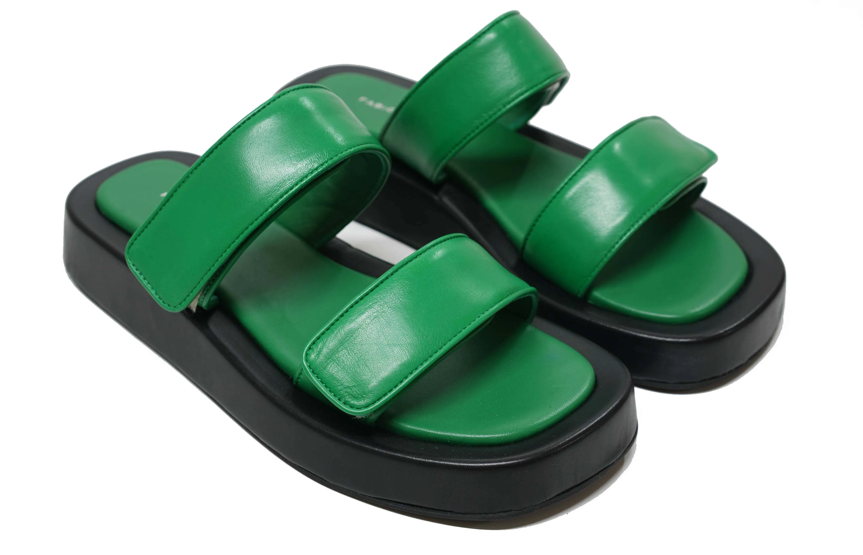 Fabio Rusconi Women’s Green Leather Velcro Flats Mila