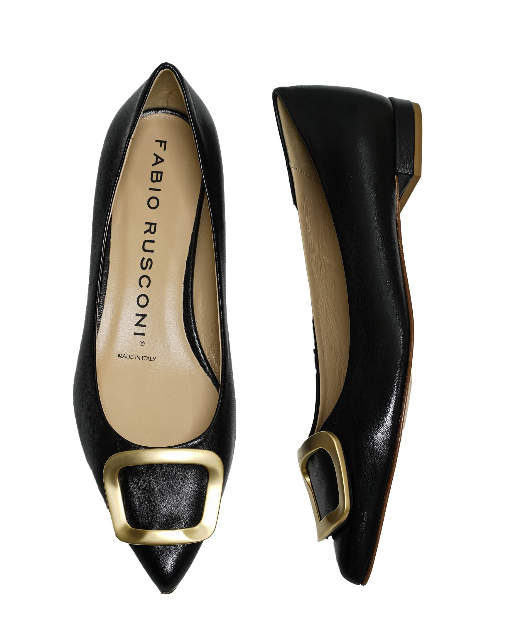 Fabio Rusconi Women’s Leather Black Buckle Flat Shoe S 5183 30% off