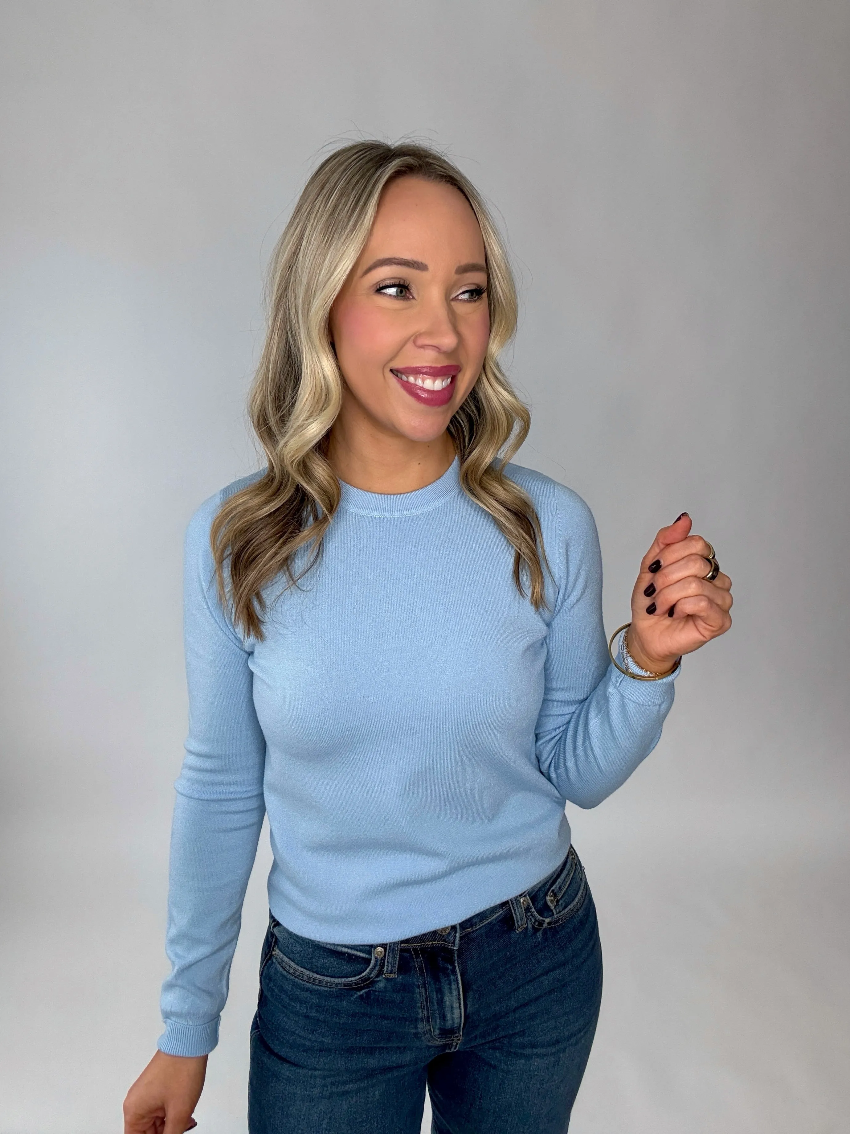Falling For You Lightweight Sweater - Sky
