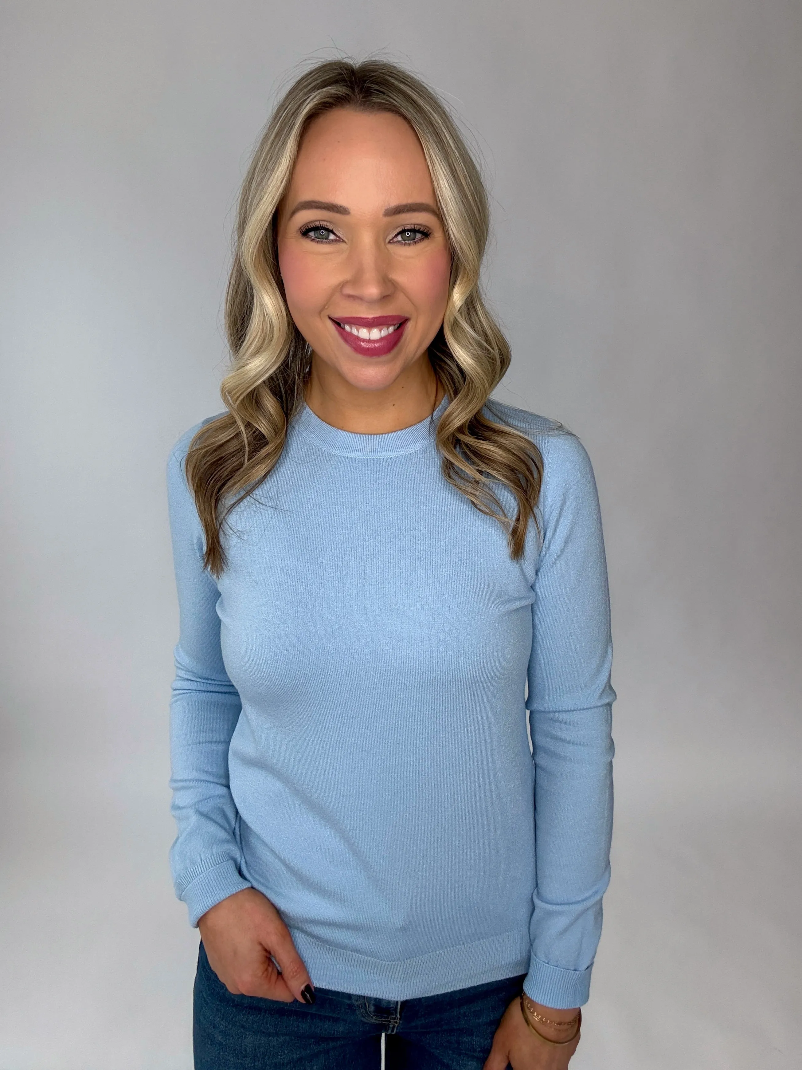 Falling For You Lightweight Sweater - Sky