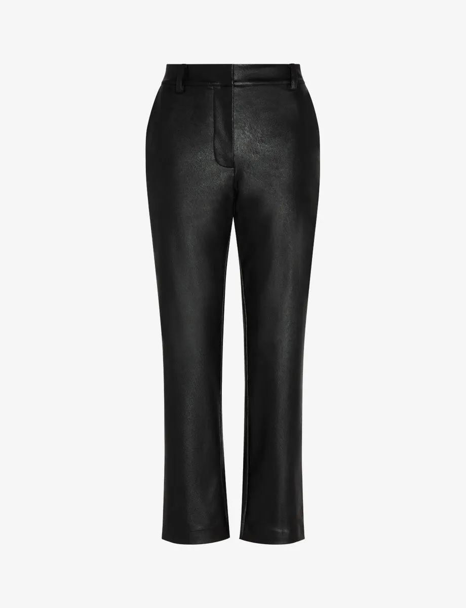 Faux Leather 7/8 Trouser | Black