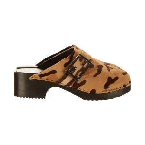Fendi Brown Cheetah Print Clogs