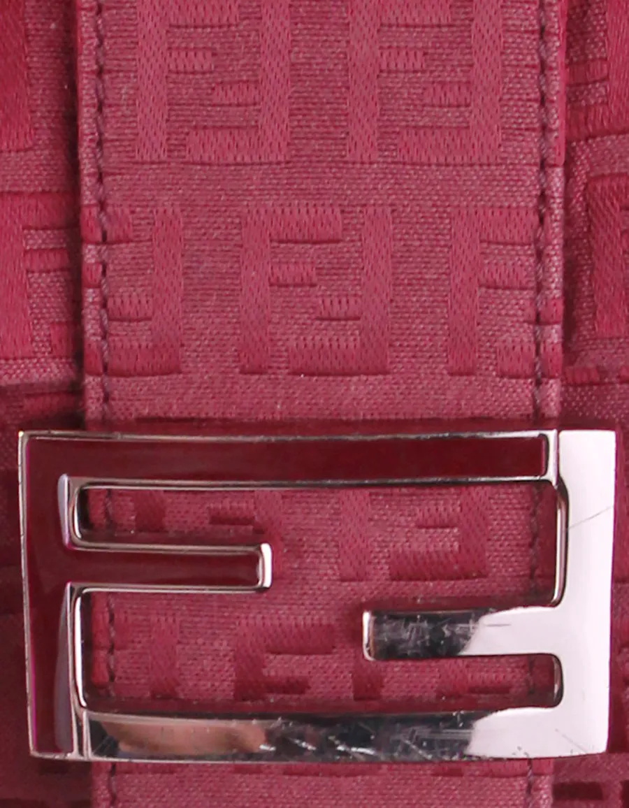 Fendi Red Mini Monogram Zucchino Mama Baguette