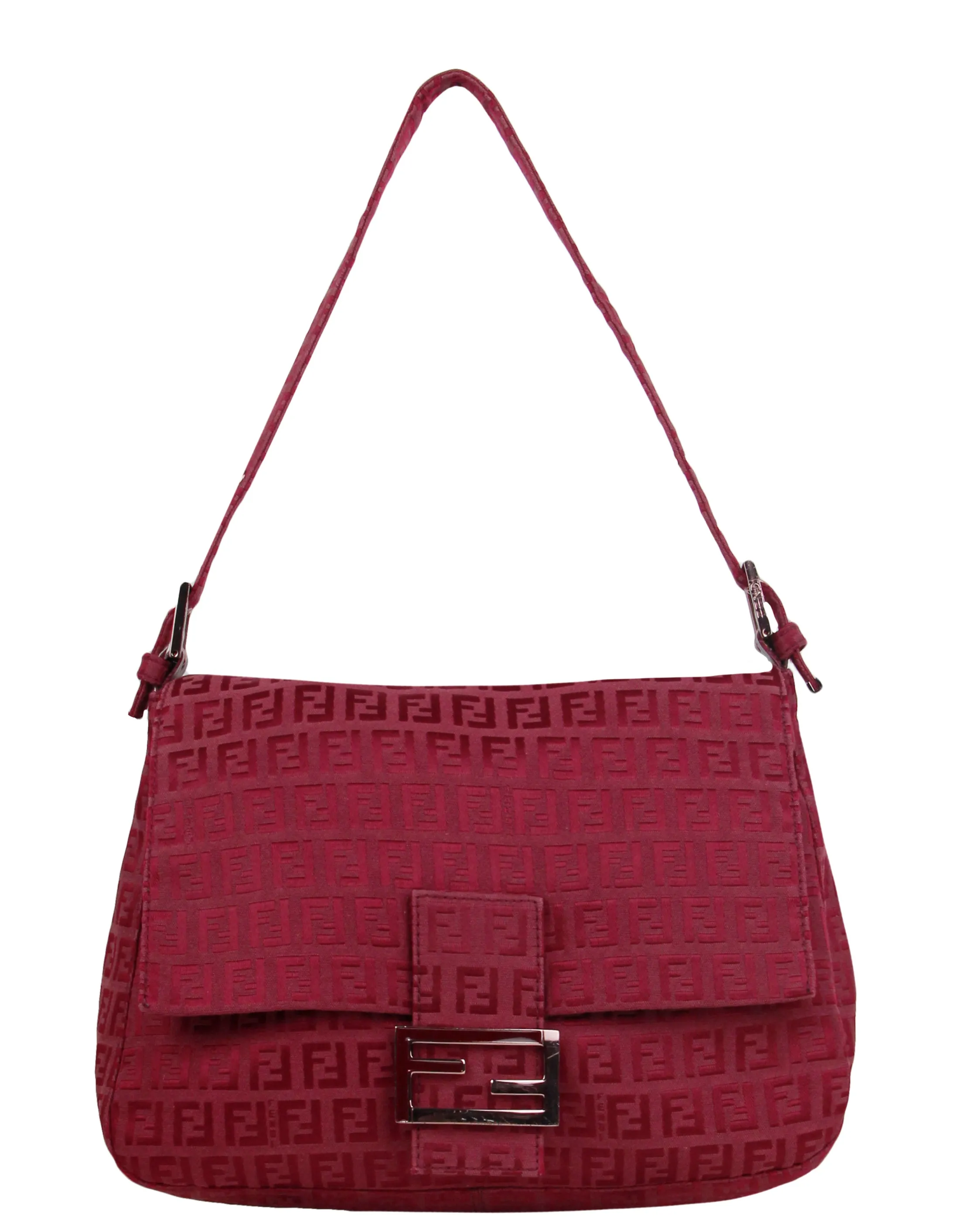 Fendi Red Mini Monogram Zucchino Mama Baguette
