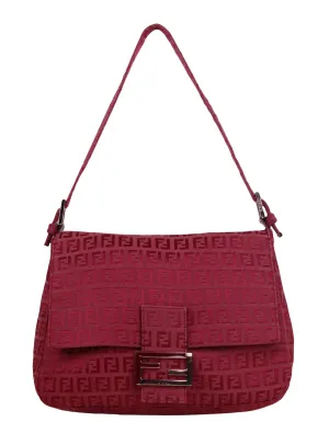 Fendi Red Mini Monogram Zucchino Mama Baguette