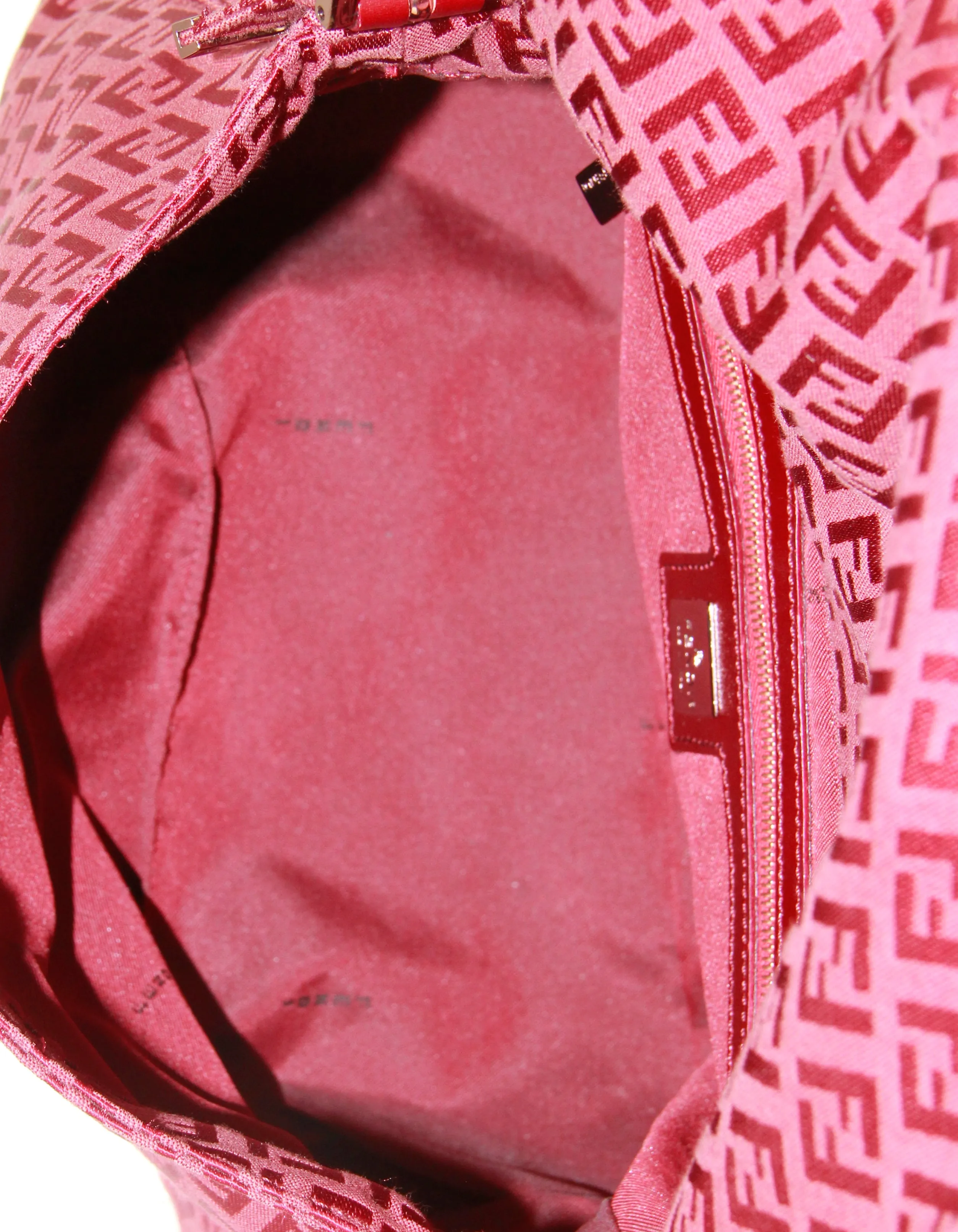 Fendi Red Mini Monogram Zucchino Mama Baguette