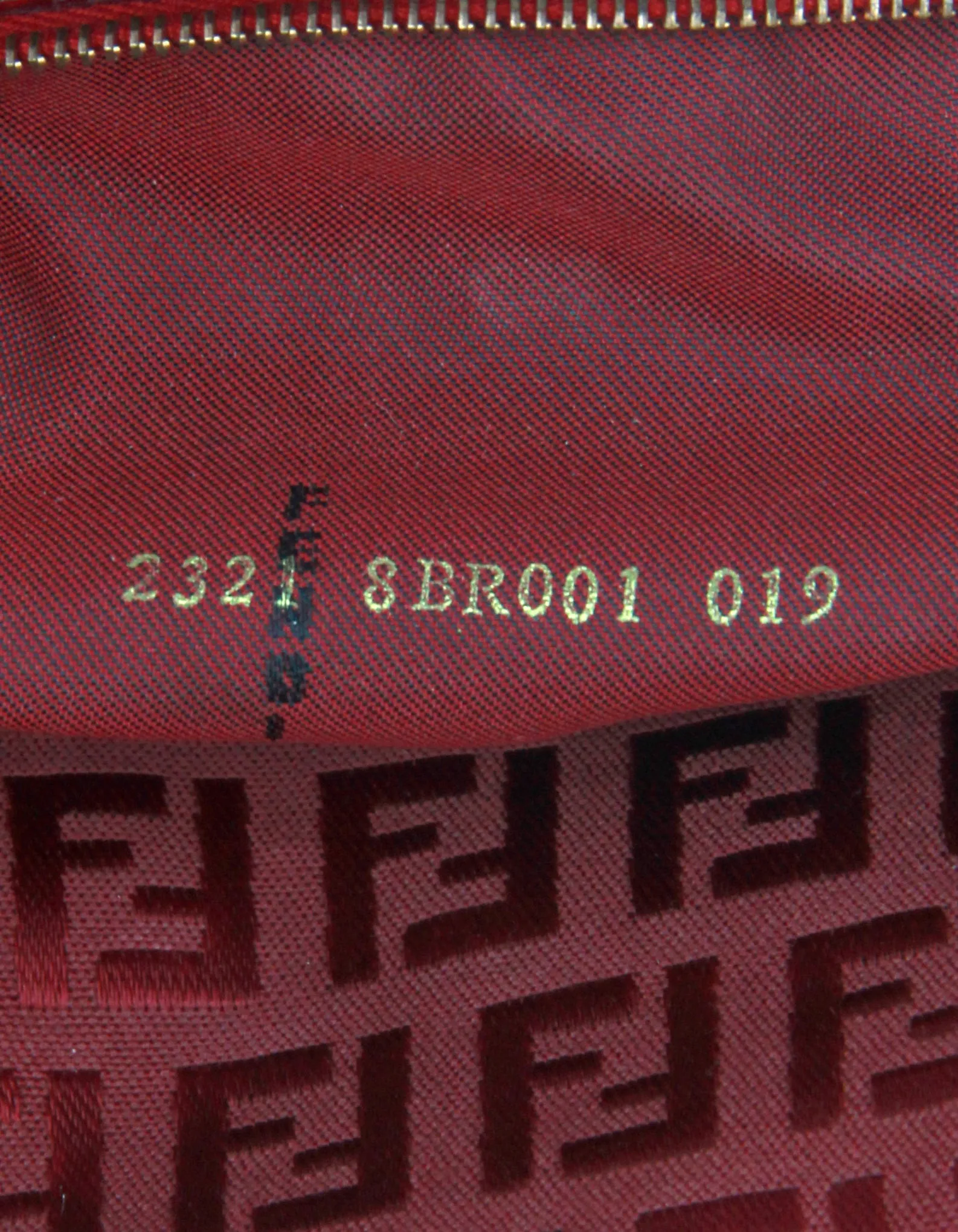 Fendi Red Mini Monogram Zucchino Mama Baguette