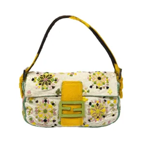 Fendi Yellow Embroidery Baguette