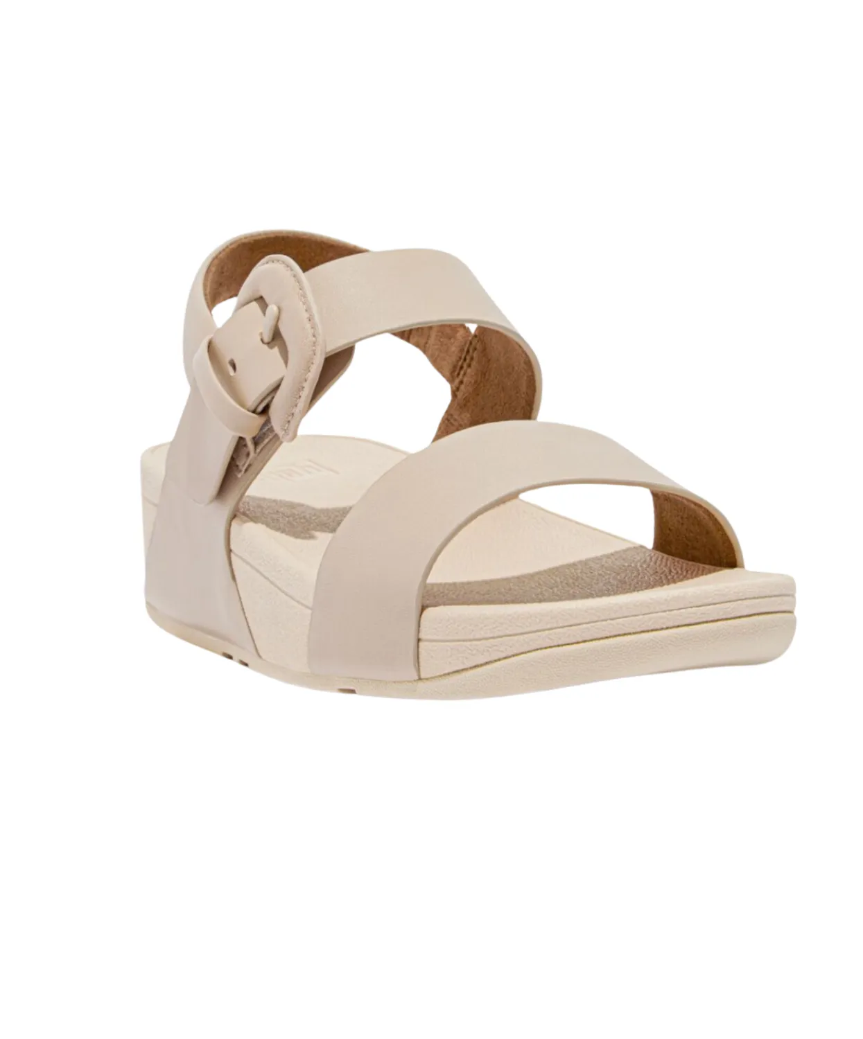 Fitflop Lulu Leather Covered Buckle Back Strap Sandal Stone Beige