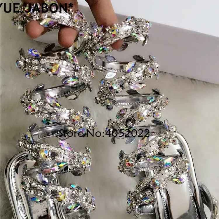 Flat Sandals Snake Punk Rhinestone Flats