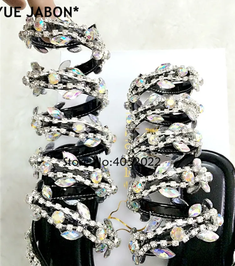 Flat Sandals Snake Punk Rhinestone Flats