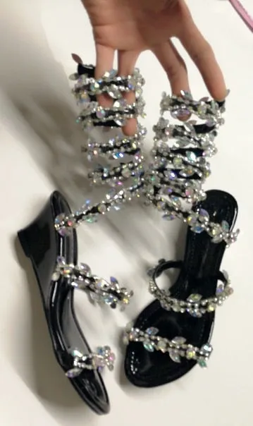 Flat Sandals Snake Punk Rhinestone Flats