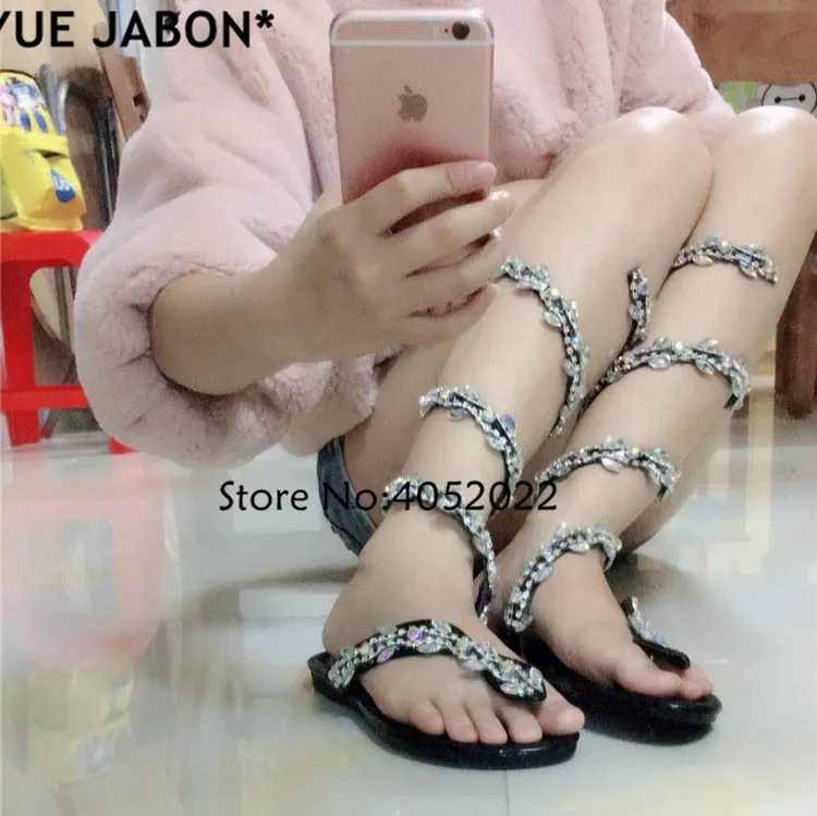 Flat Sandals Snake Punk Rhinestone Flats