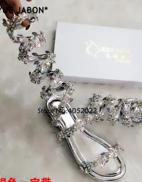 Flat Sandals Snake Punk Rhinestone Flats