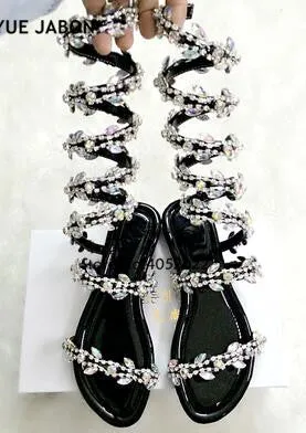 Flat Sandals Snake Punk Rhinestone Flats