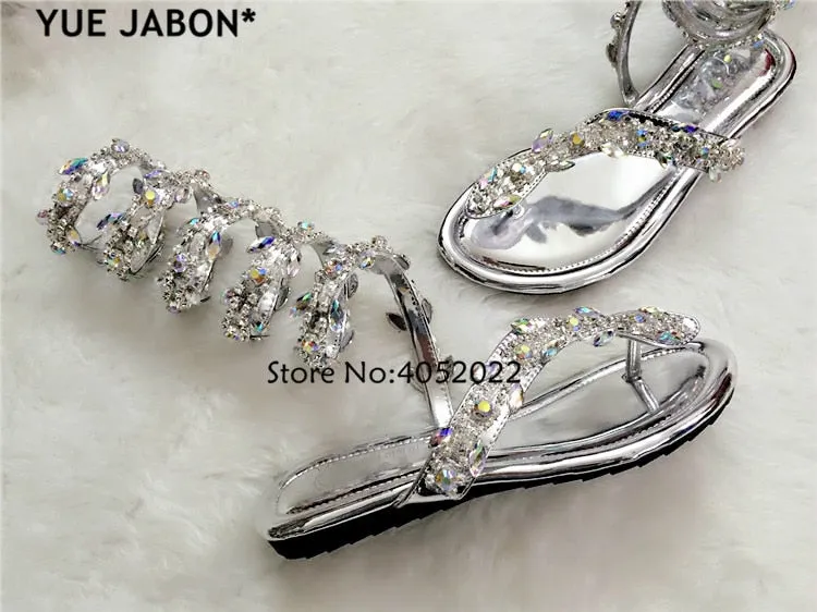 Flat Sandals Snake Punk Rhinestone Flats