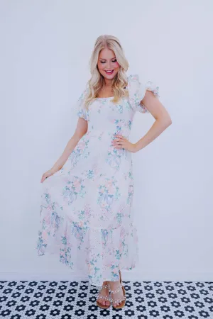 Floral Fancy Eyelet Maxi Dress