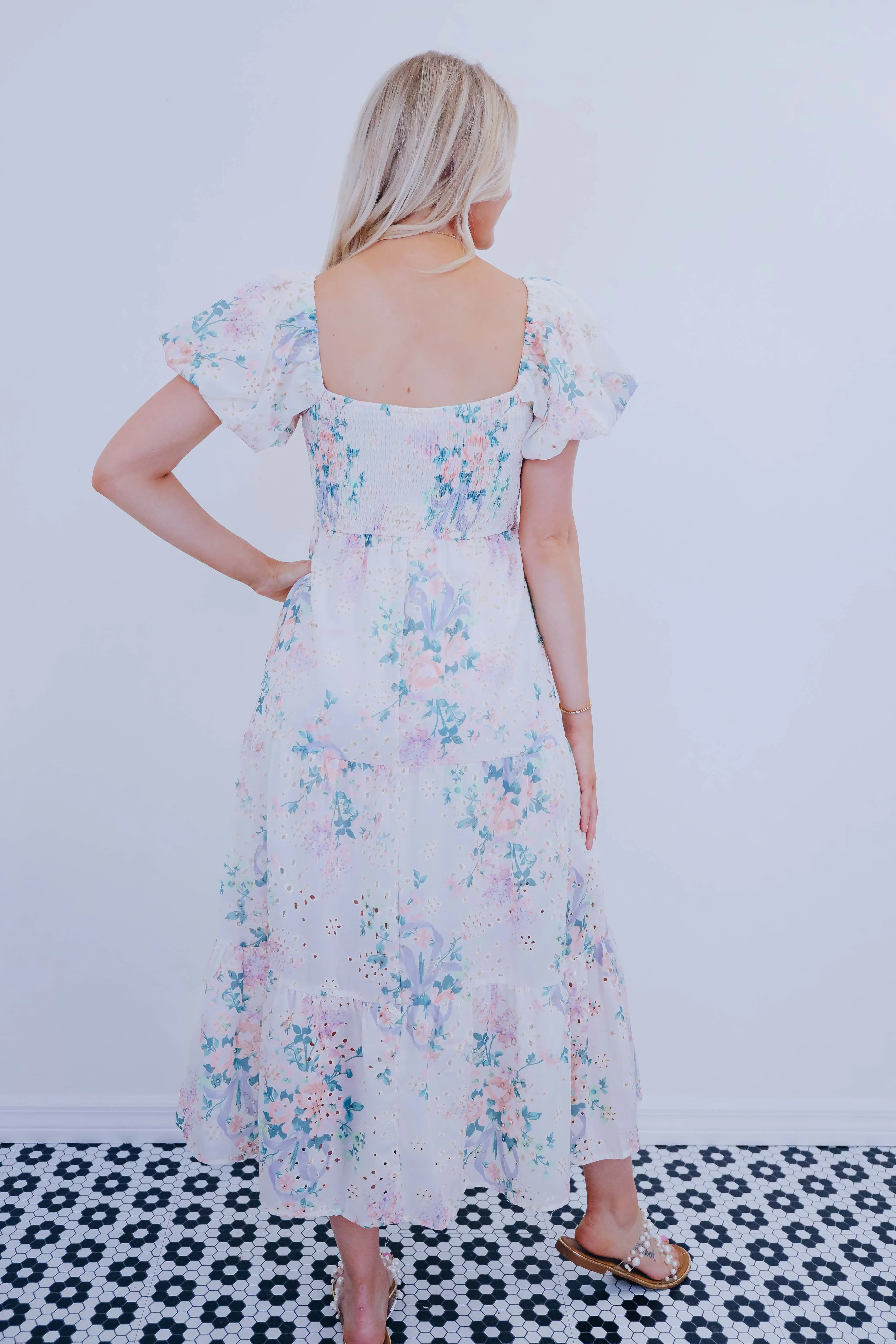 Floral Fancy Eyelet Maxi Dress