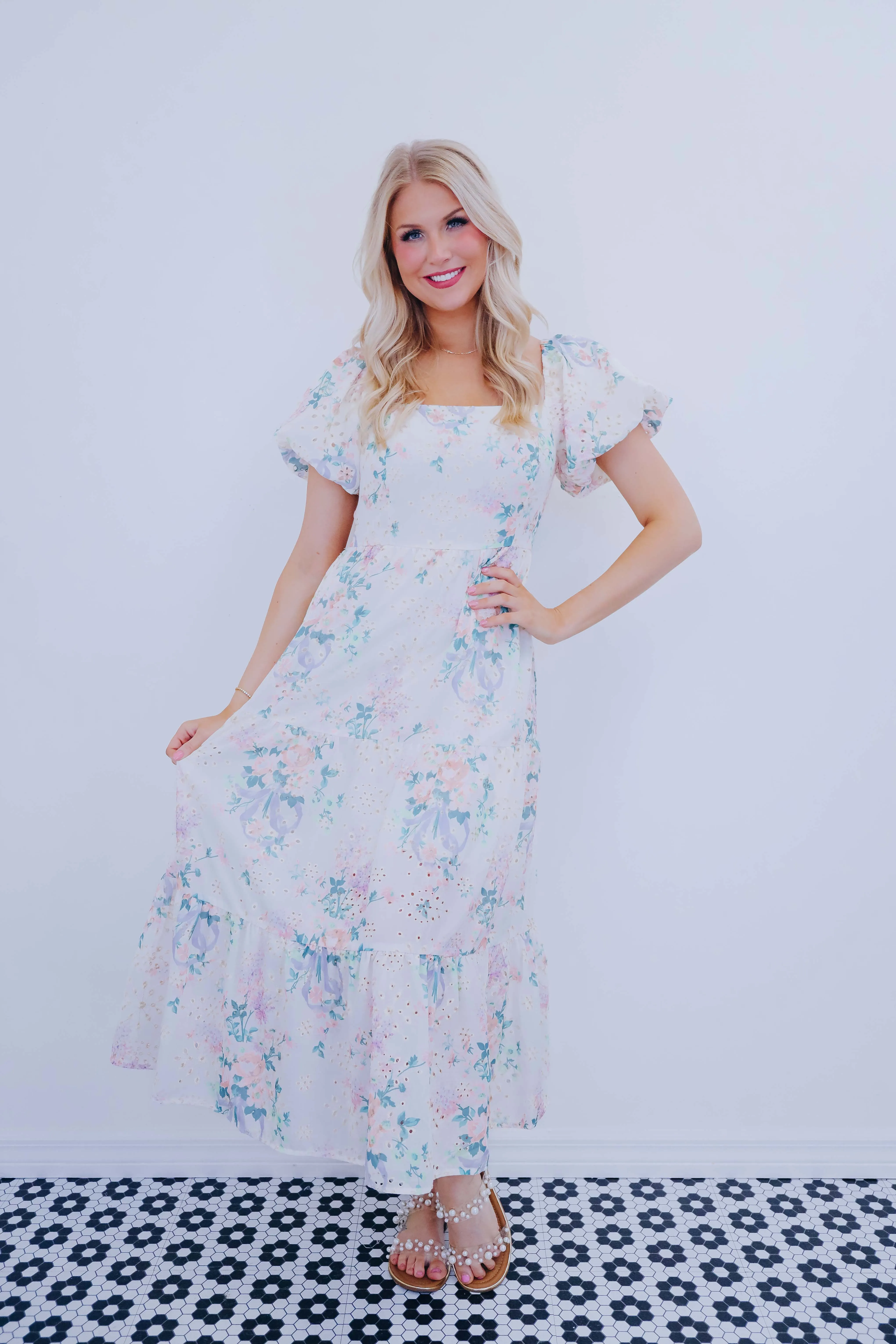 Floral Fancy Eyelet Maxi Dress