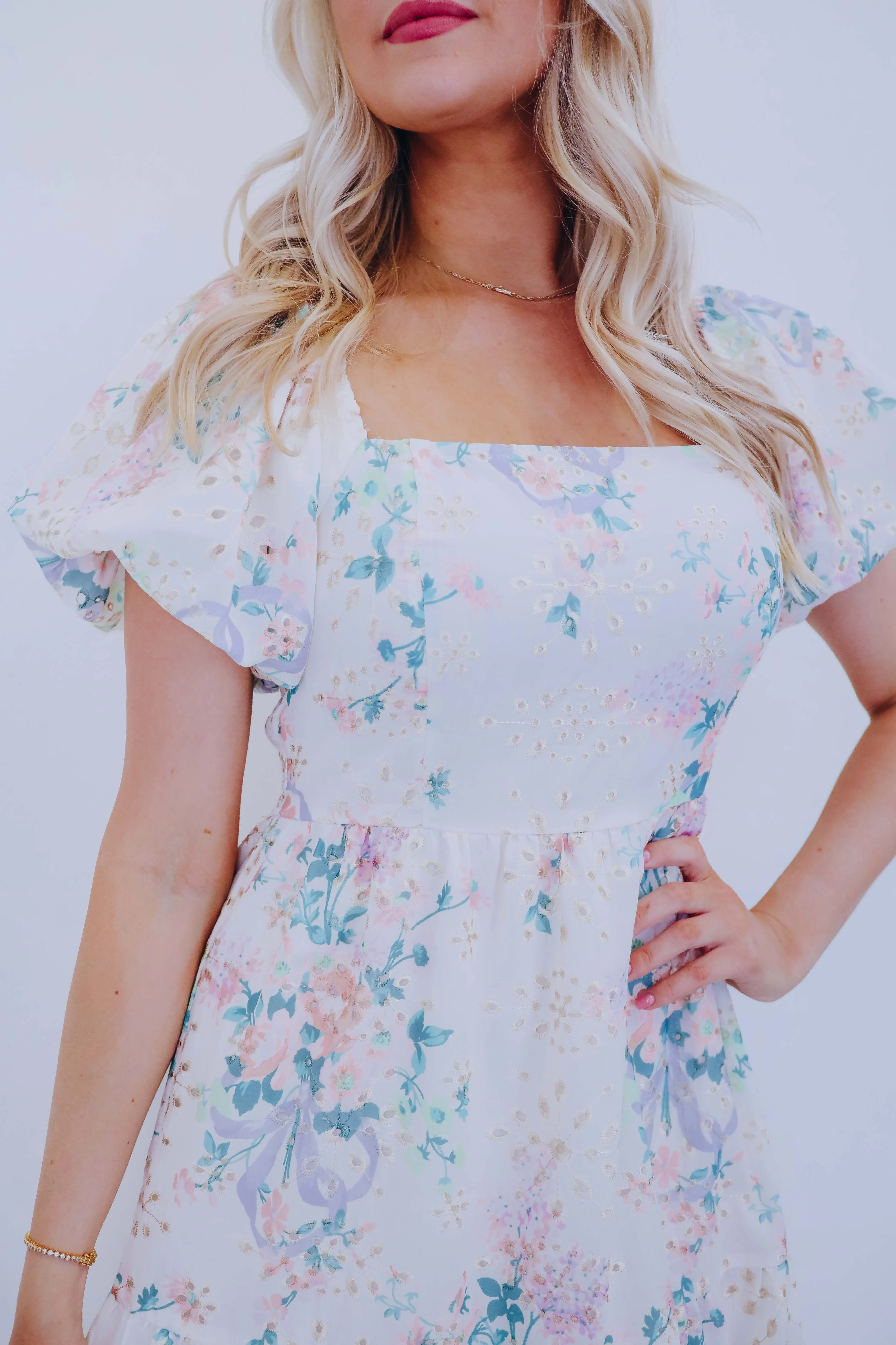 Floral Fancy Eyelet Maxi Dress