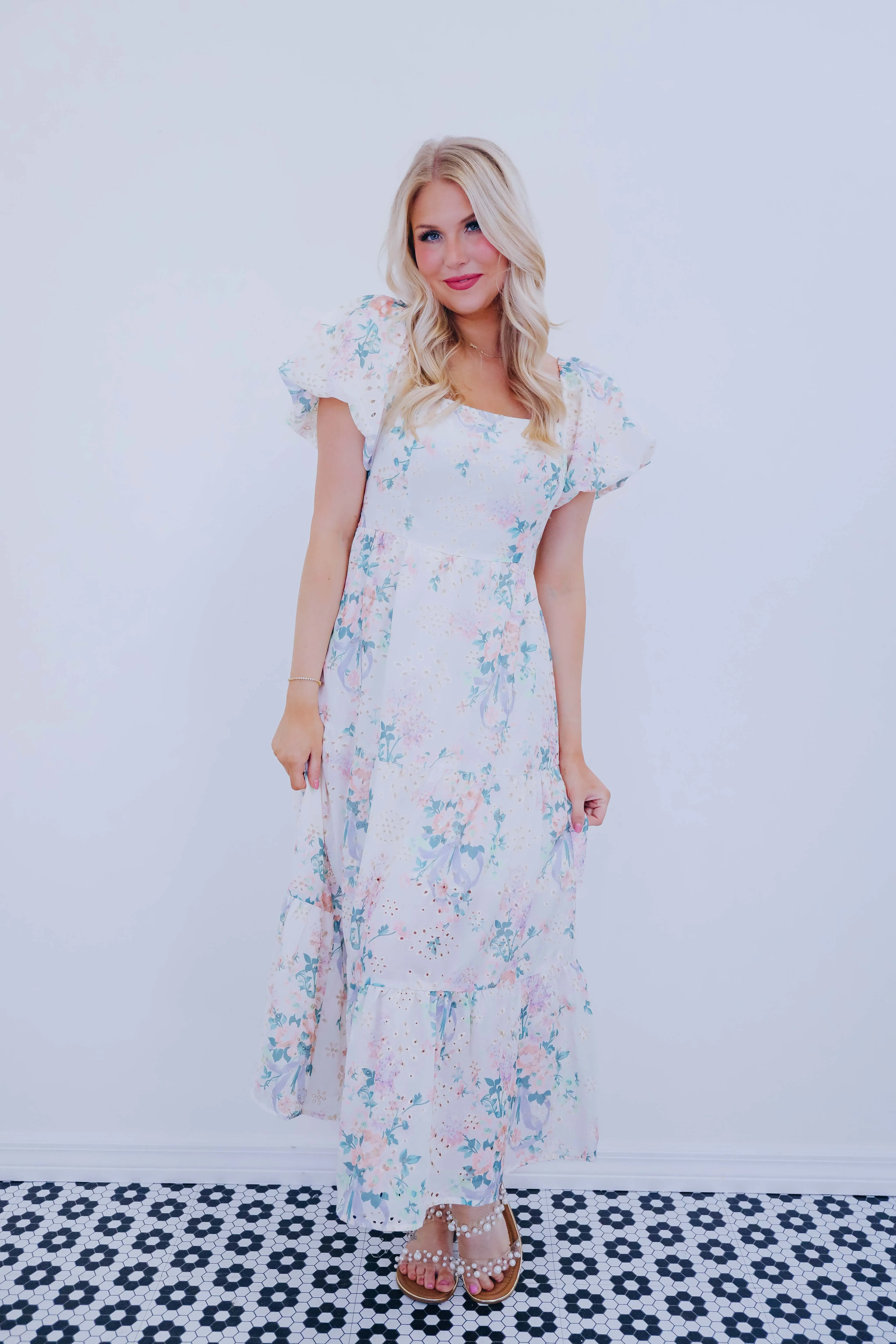 Floral Fancy Eyelet Maxi Dress