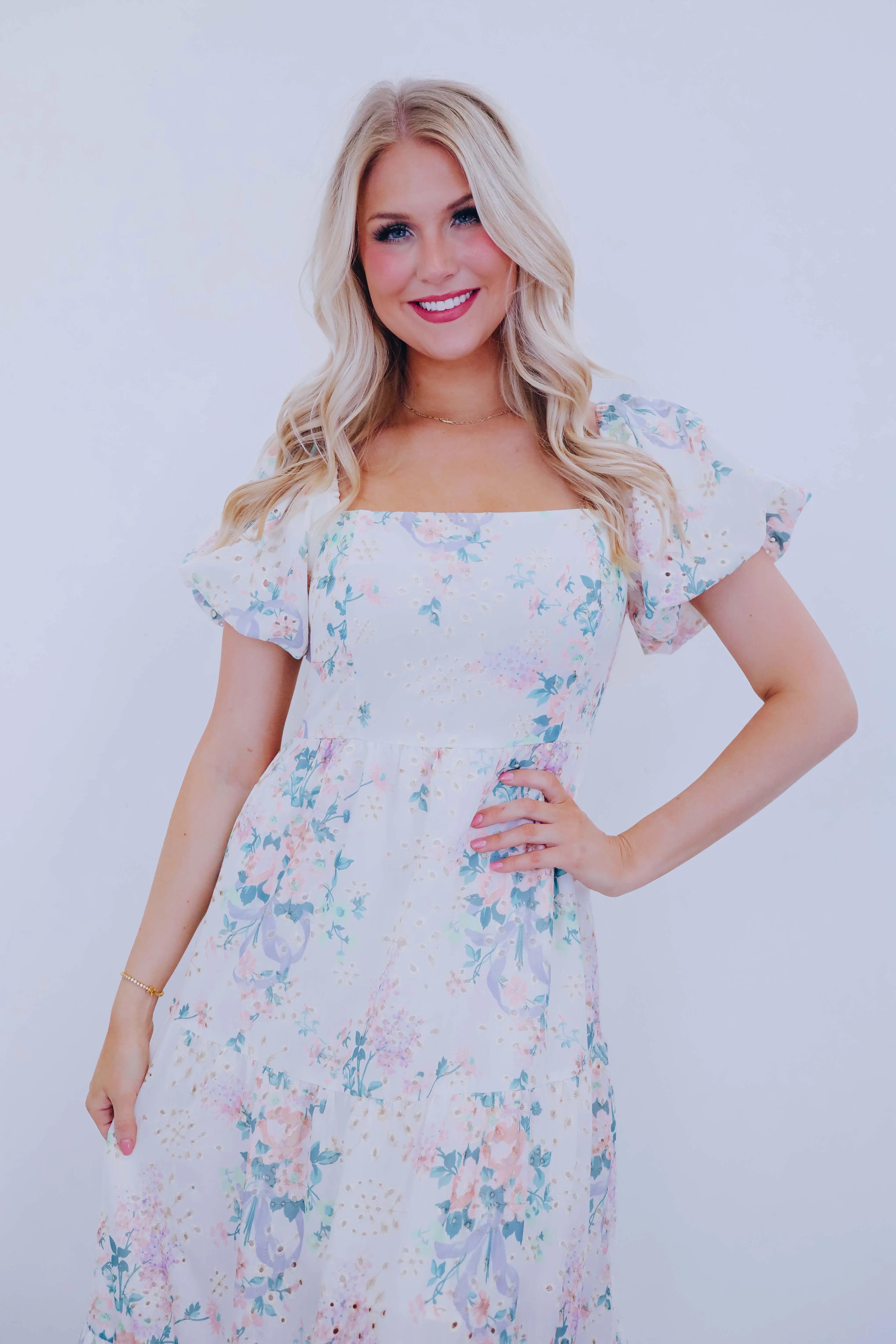 Floral Fancy Eyelet Maxi Dress