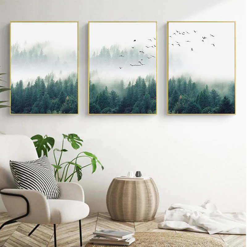 Fog Forest Birds Landscape