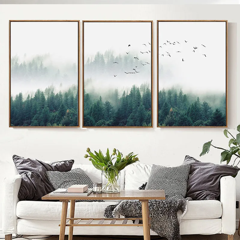Fog Forest Birds Landscape