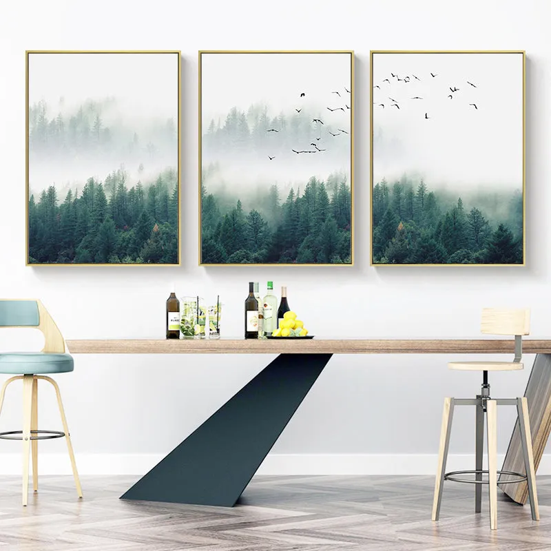 Fog Forest Birds Landscape