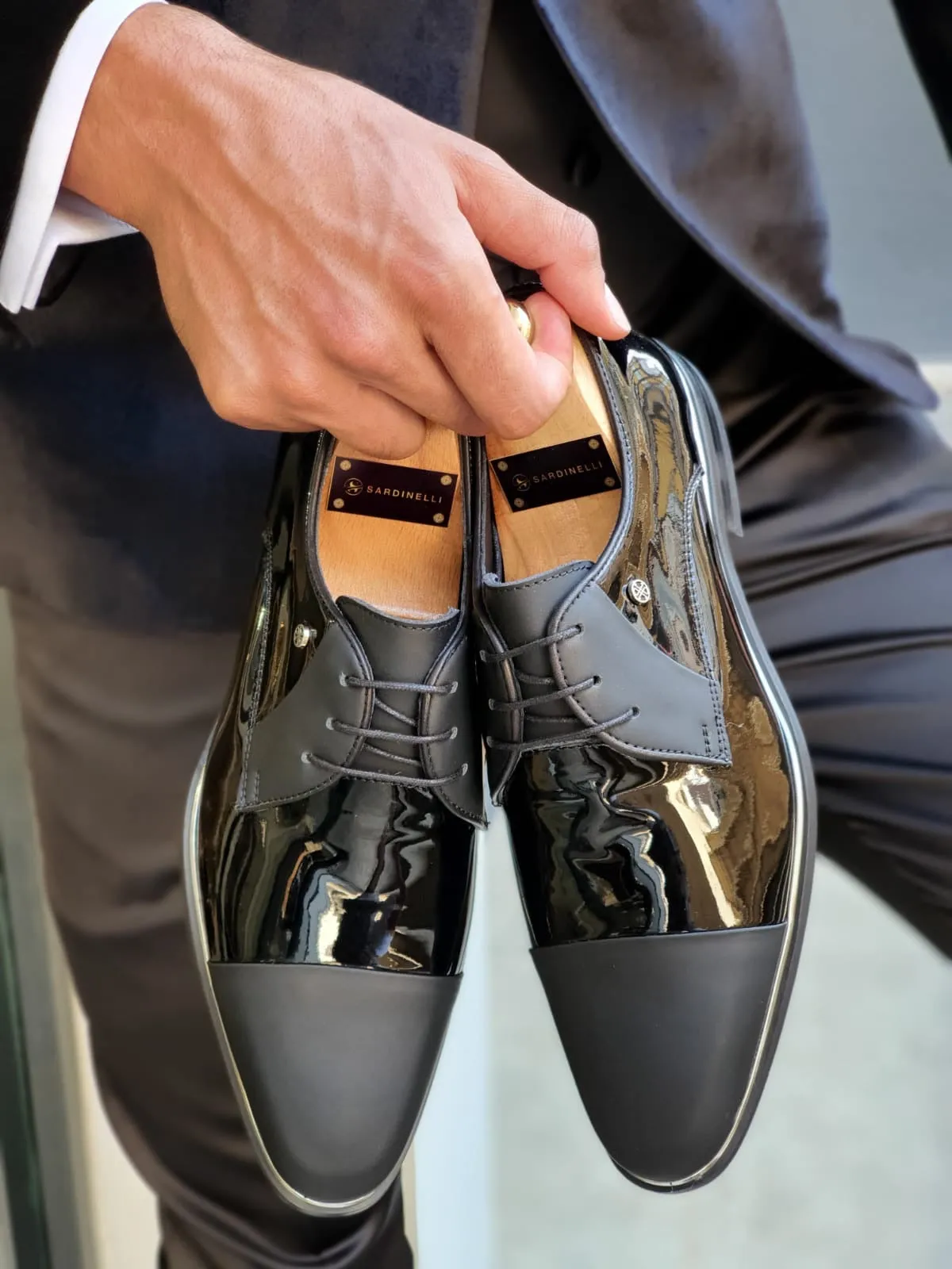 Fort Worth Black Cap Toe Laced Blucher - Elegant Leather Shoes