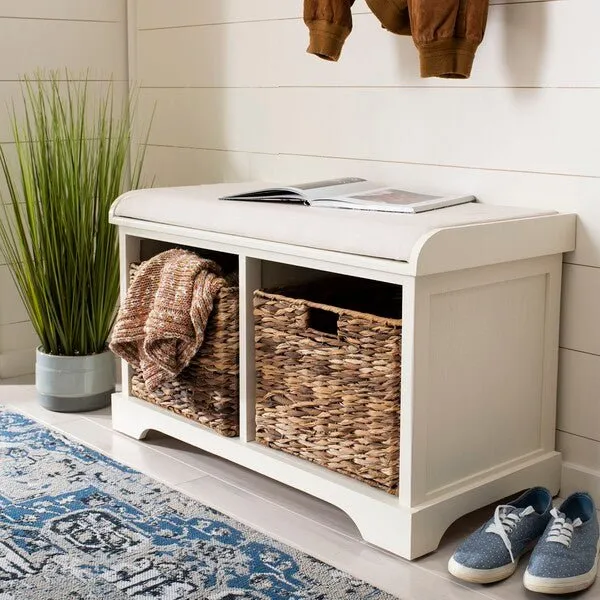Freddy Wicker Storage Bench White AMH5736D