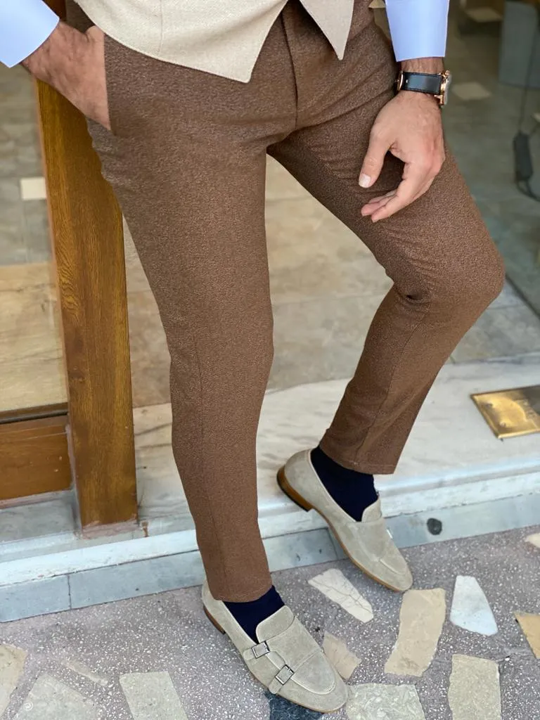 Frezo Brown Slim Fit Wool Pants: Versatile Elegance for Every Occasion