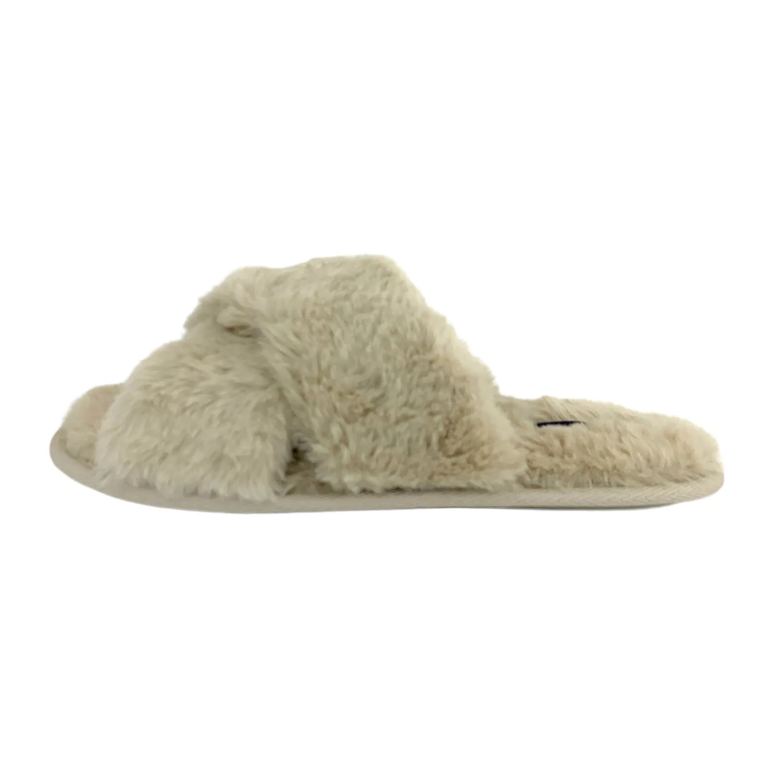 Fuzzy Furry CrissCross Slip On Flats Women's Slippers