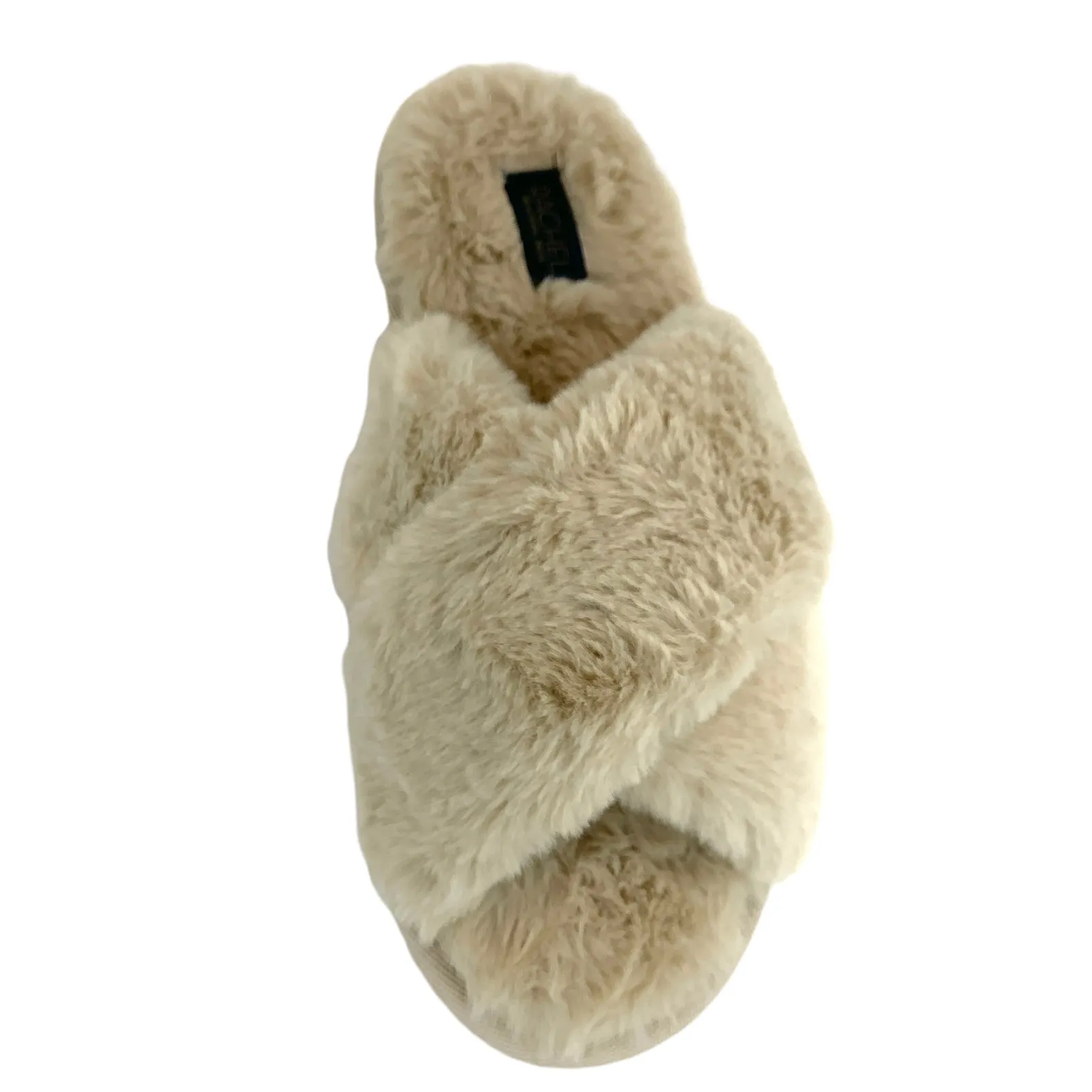 Fuzzy Furry CrissCross Slip On Flats Women's Slippers