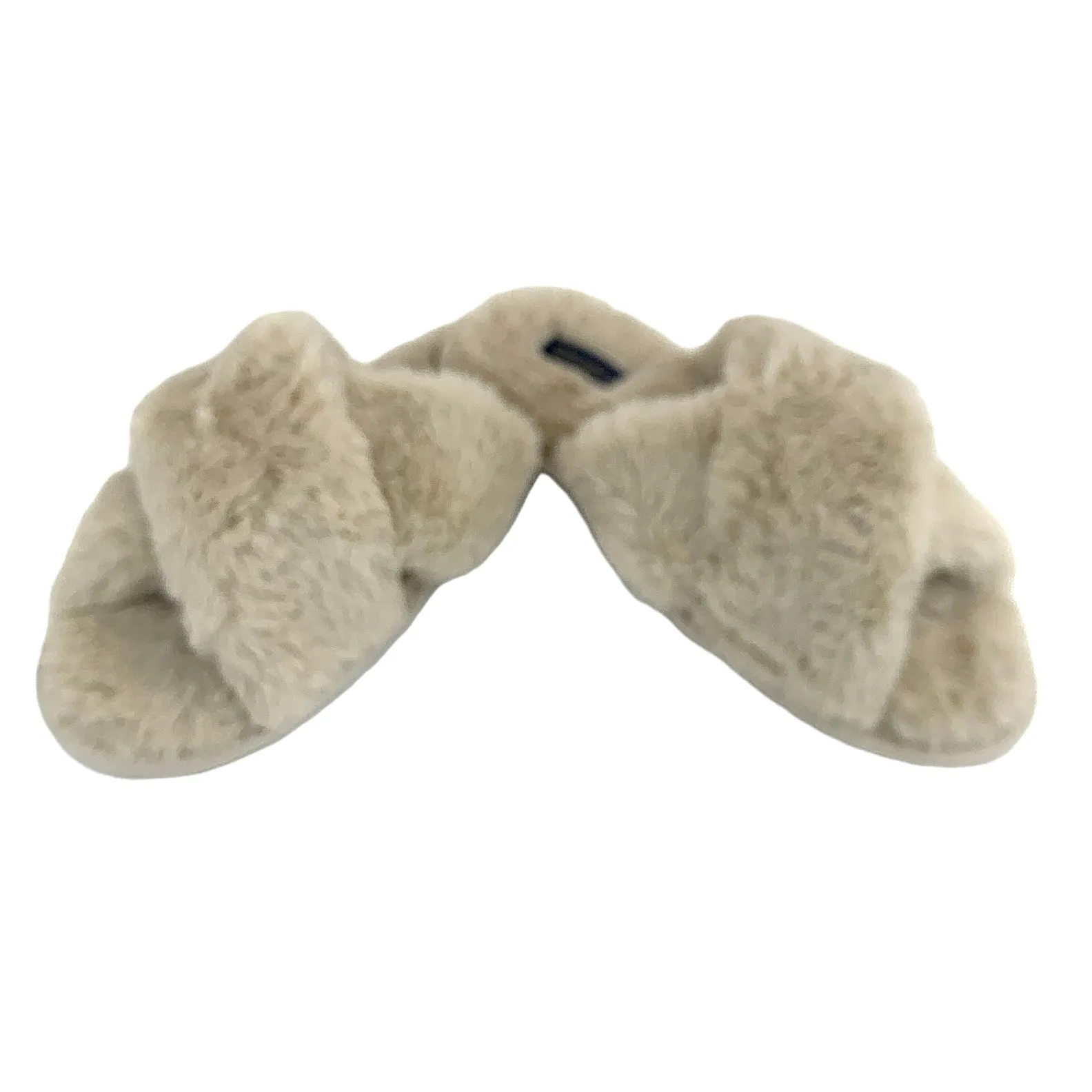 Fuzzy Furry CrissCross Slip On Flats Women's Slippers