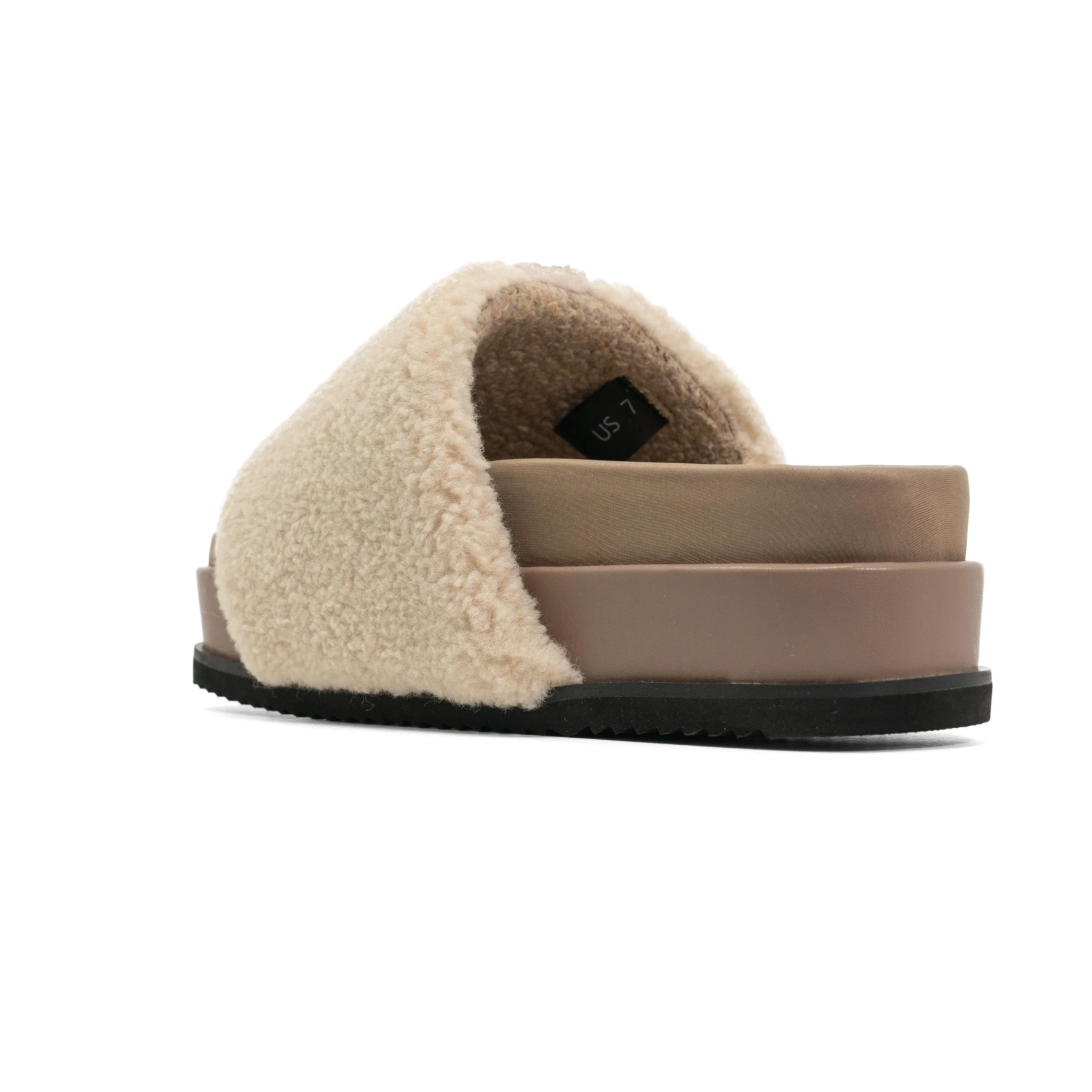 FUZZY STRIPE STACK PLATFORM NATURAL & CEMENT FAUX SHEARLING