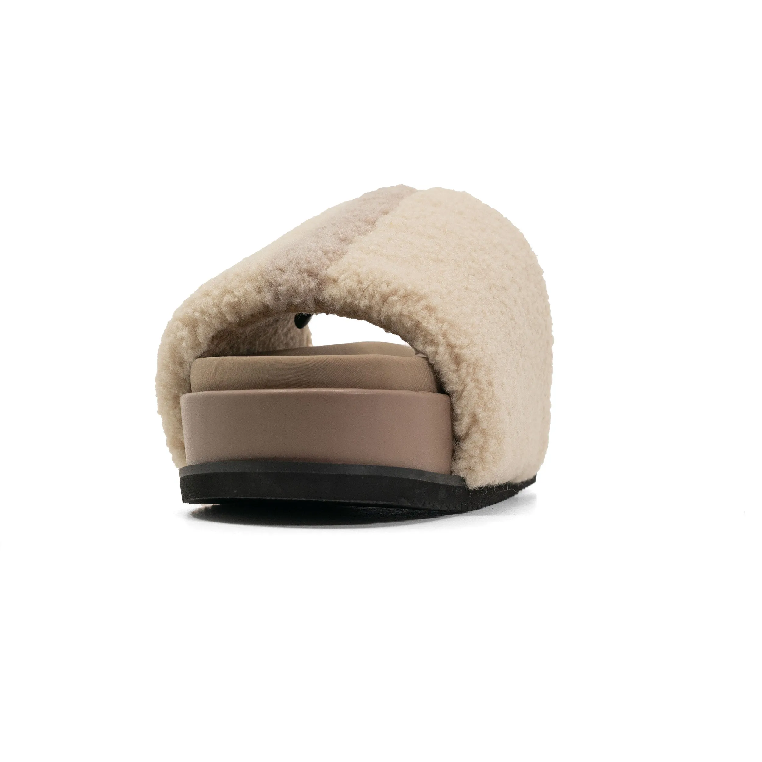 FUZZY STRIPE STACK PLATFORM NATURAL & CEMENT FAUX SHEARLING