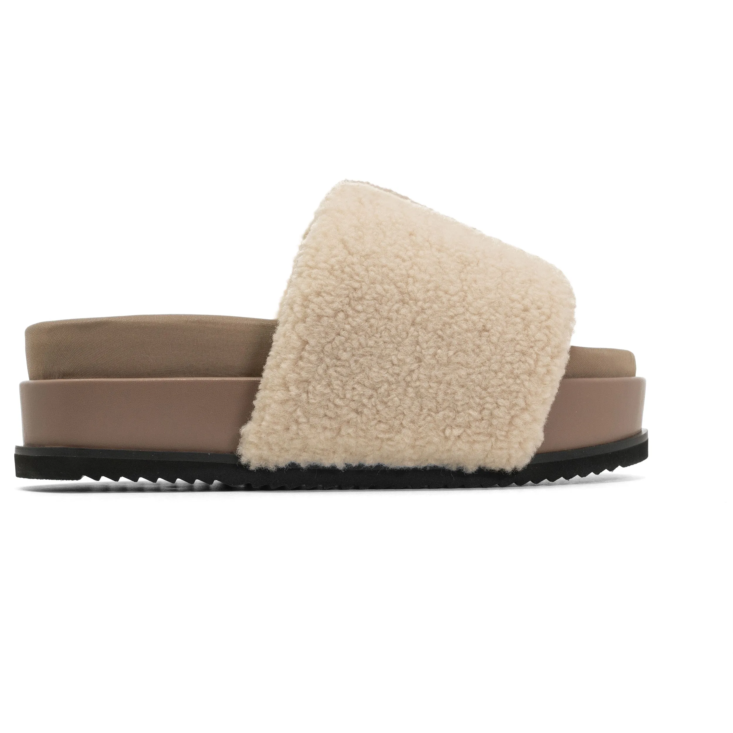 FUZZY STRIPE STACK PLATFORM NATURAL & CEMENT FAUX SHEARLING