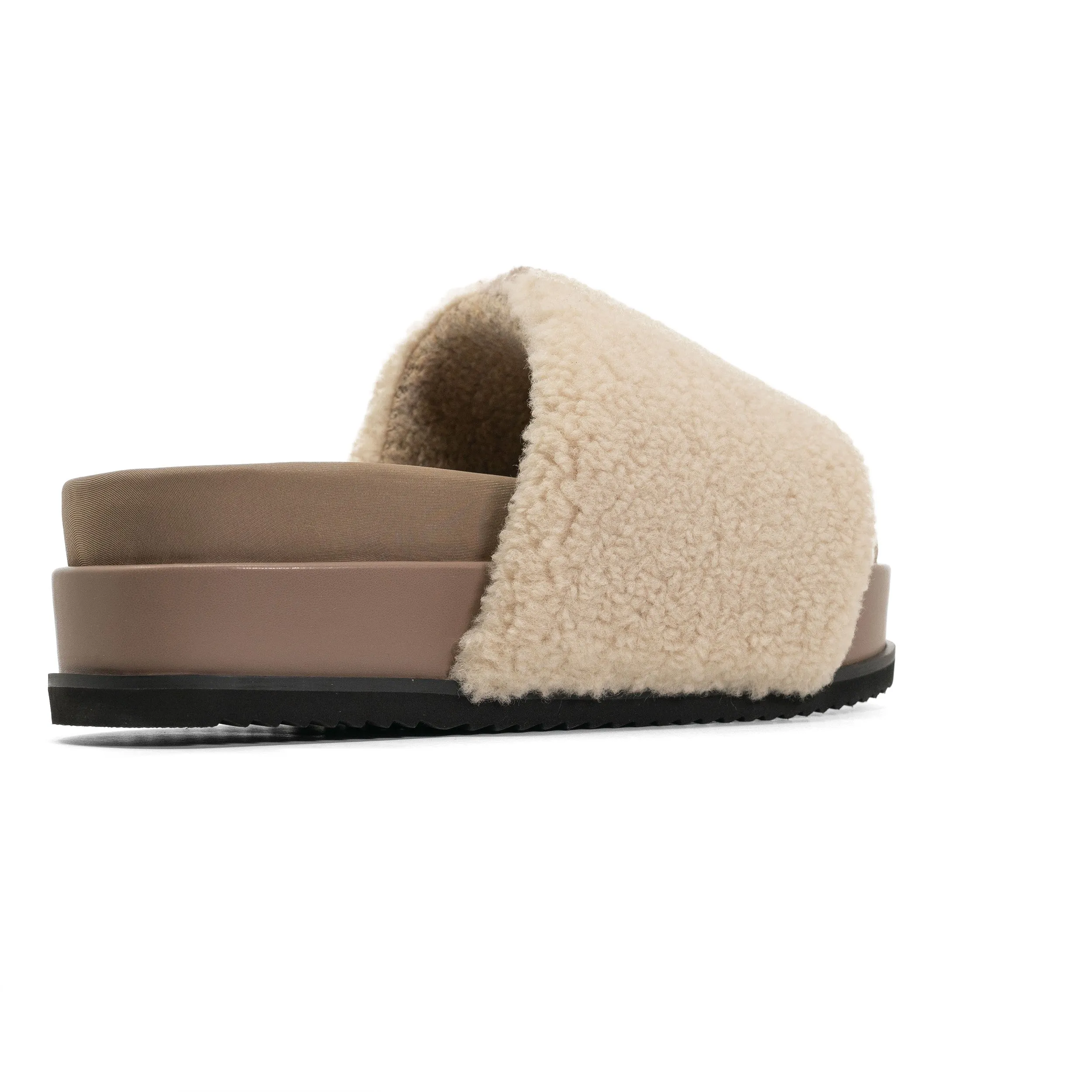 FUZZY STRIPE STACK PLATFORM NATURAL & CEMENT FAUX SHEARLING