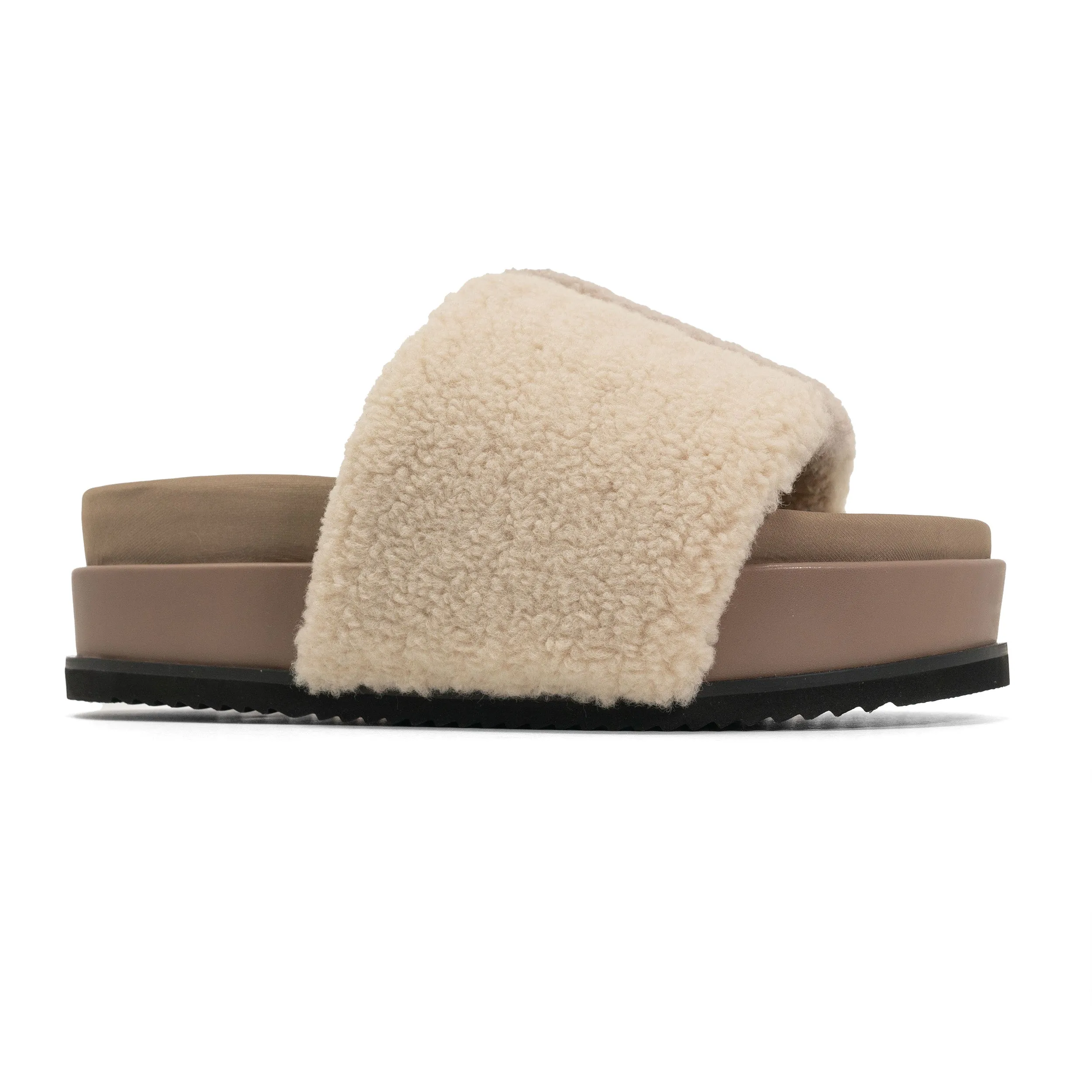 FUZZY STRIPE STACK PLATFORM NATURAL & CEMENT FAUX SHEARLING
