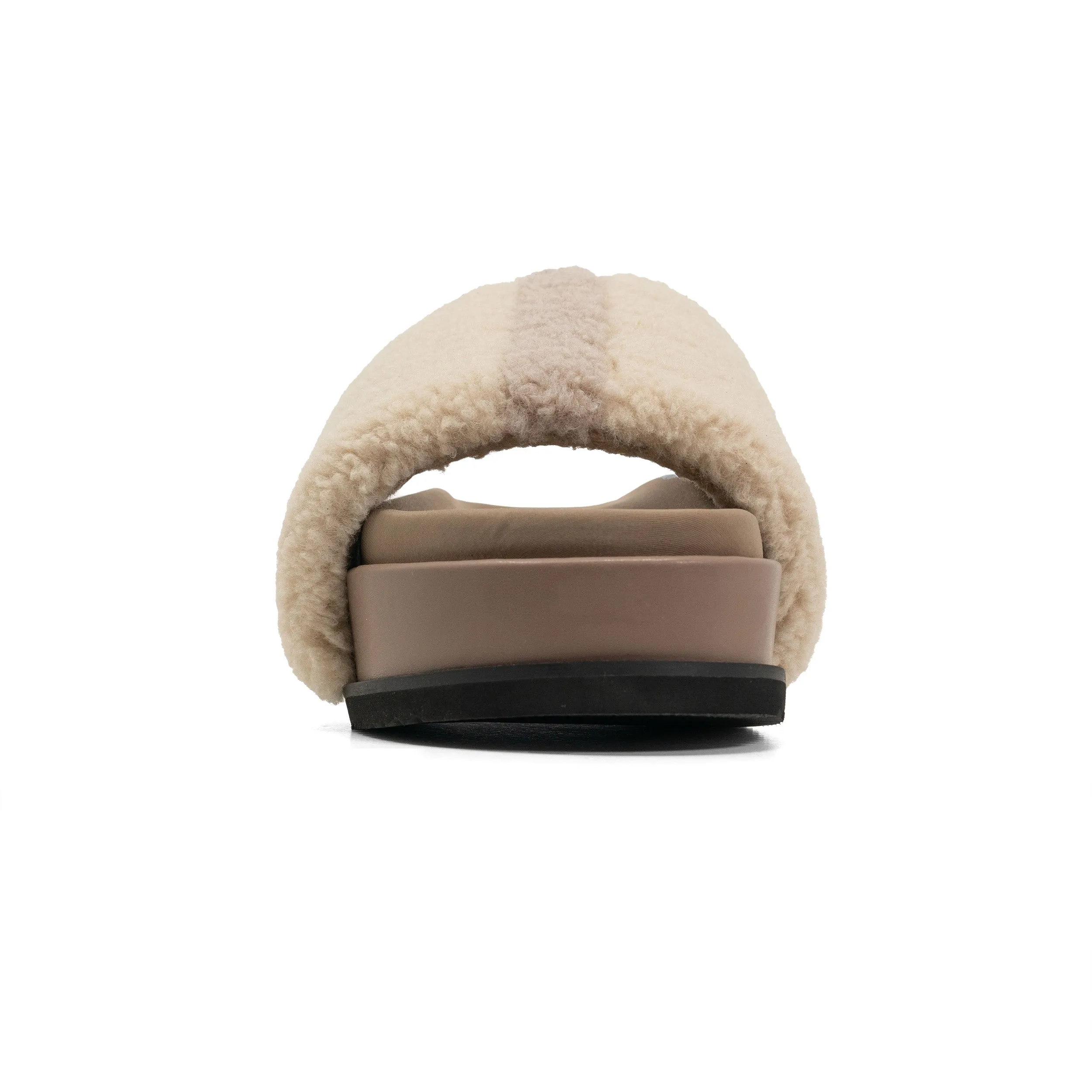 FUZZY STRIPE STACK PLATFORM NATURAL & CEMENT FAUX SHEARLING