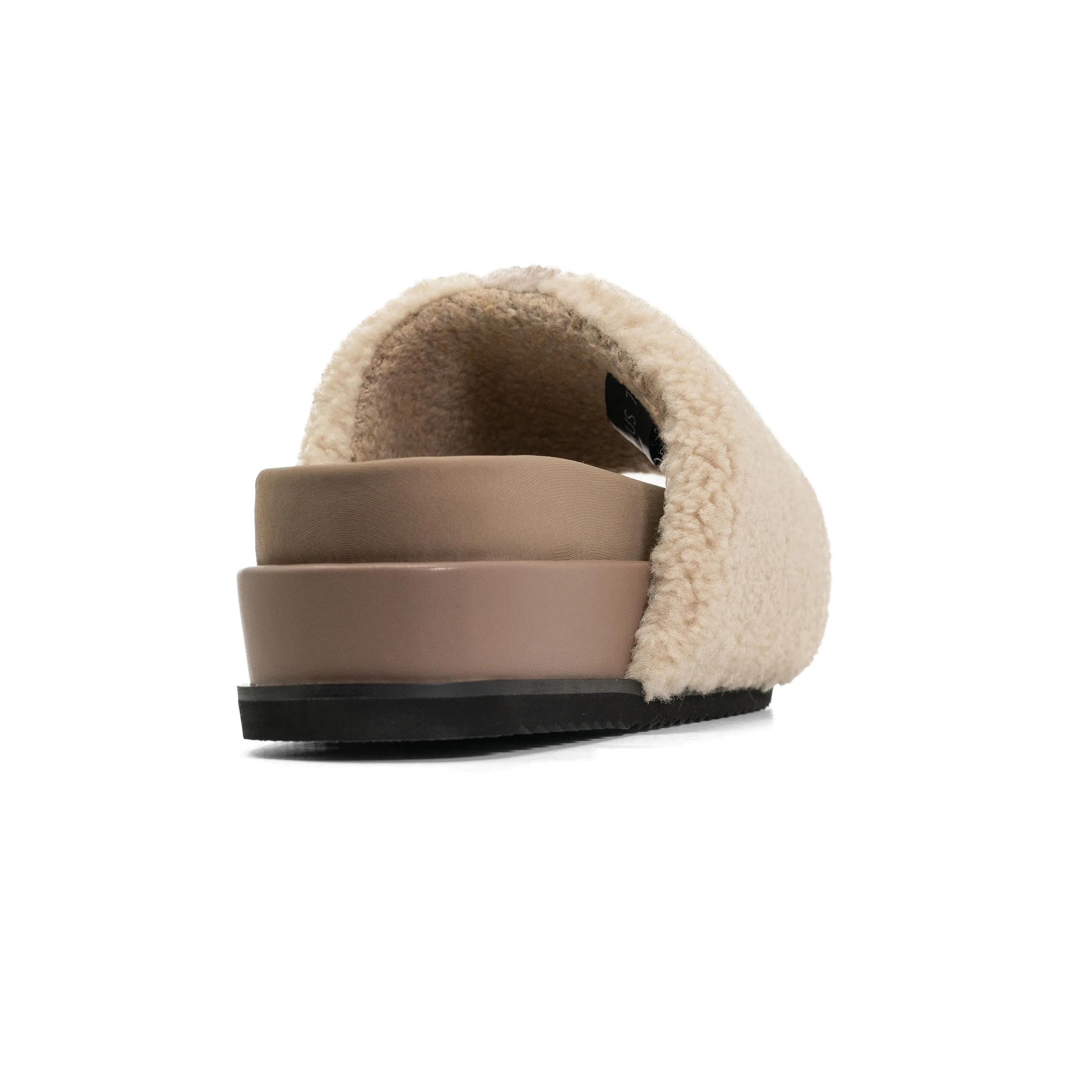 FUZZY STRIPE STACK PLATFORM NATURAL & CEMENT FAUX SHEARLING