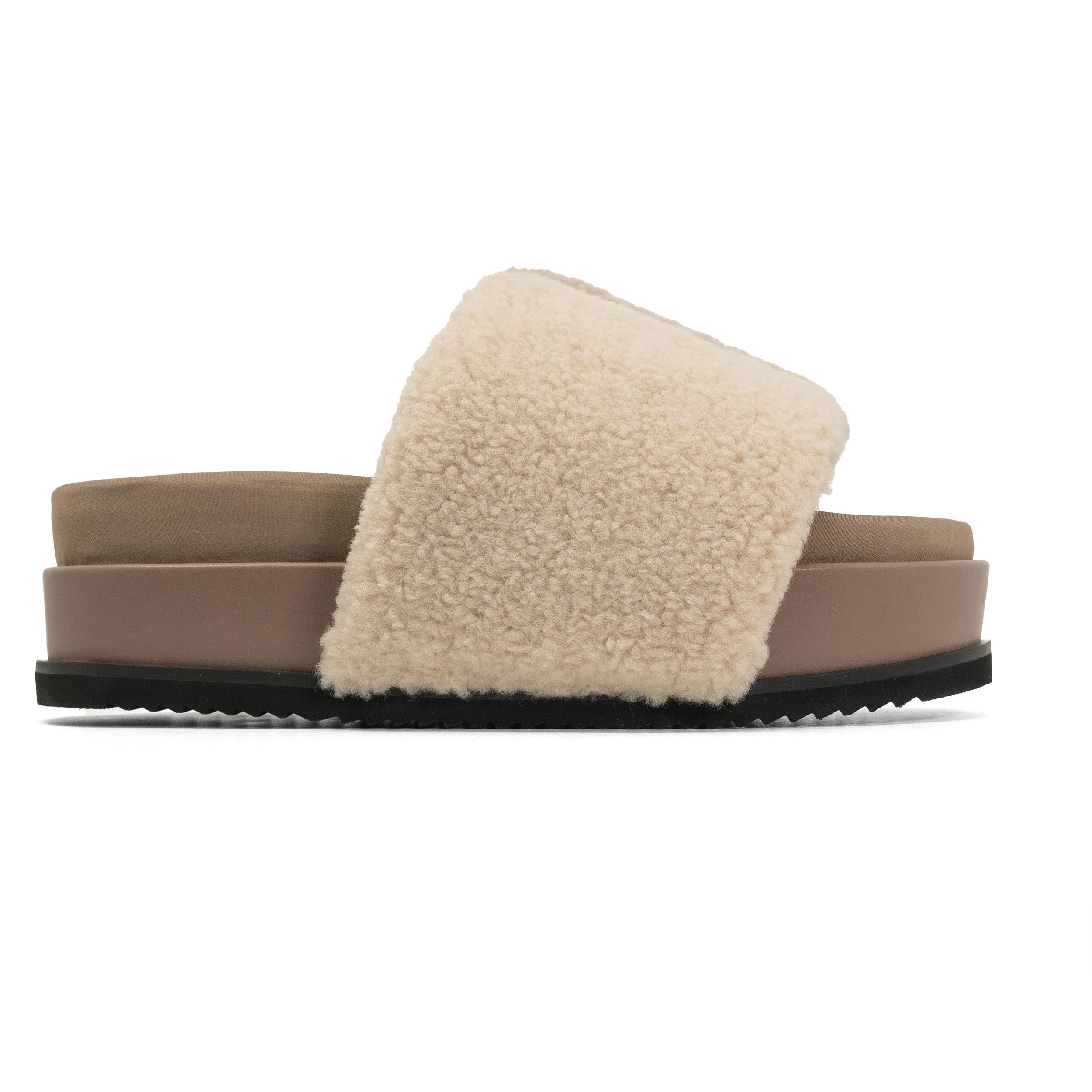 FUZZY STRIPE STACK PLATFORM NATURAL & CEMENT FAUX SHEARLING