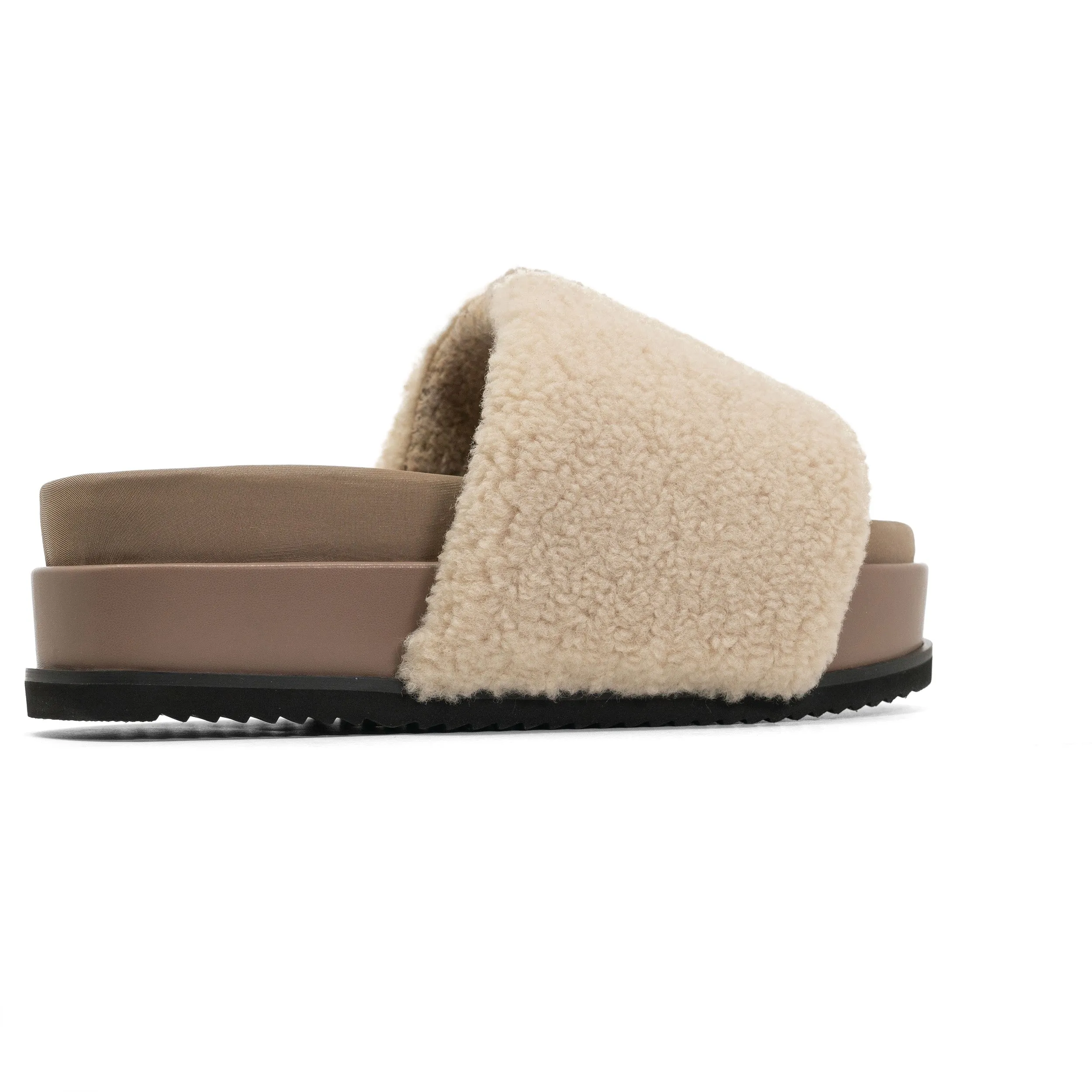 FUZZY STRIPE STACK PLATFORM NATURAL & CEMENT FAUX SHEARLING