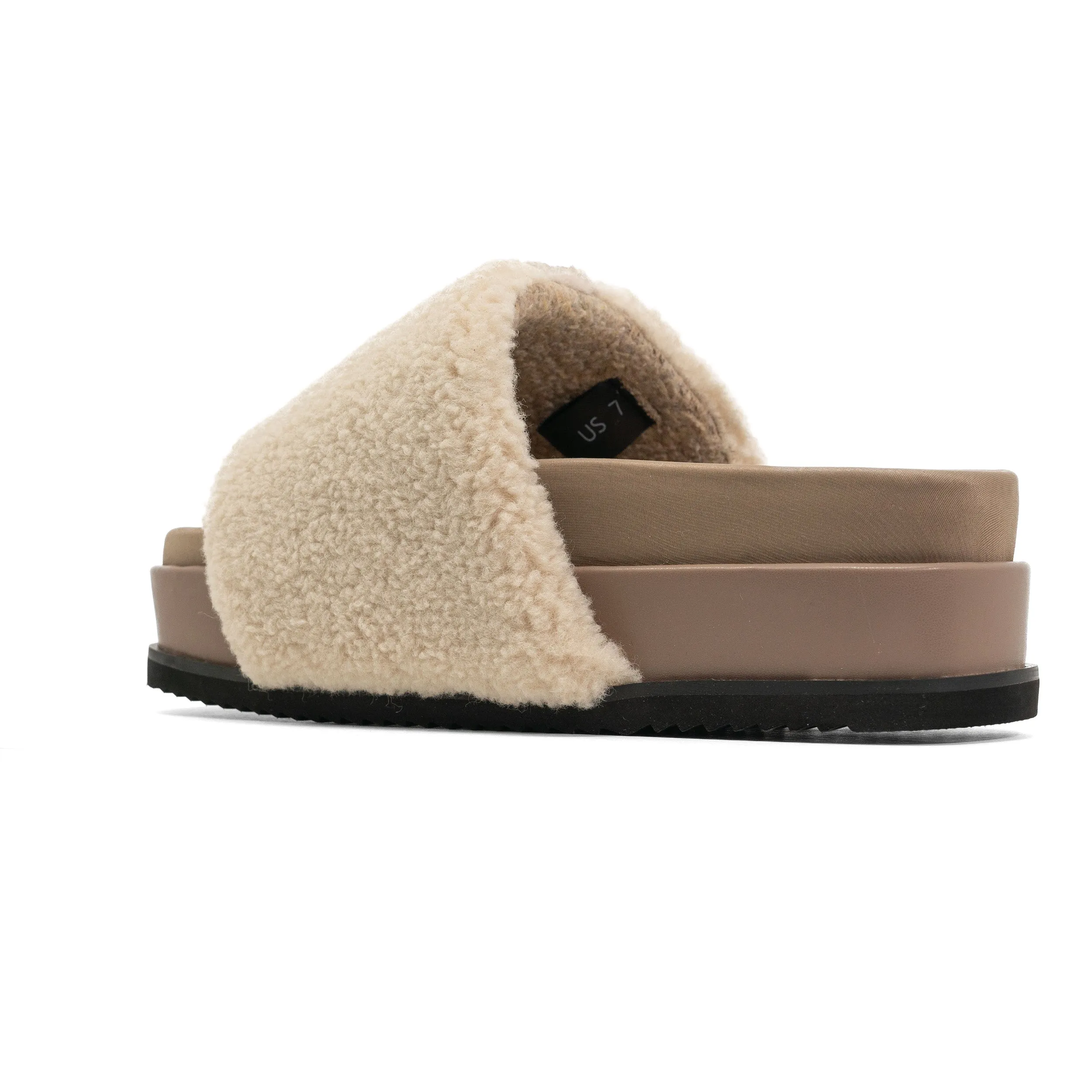FUZZY STRIPE STACK PLATFORM NATURAL & CEMENT FAUX SHEARLING